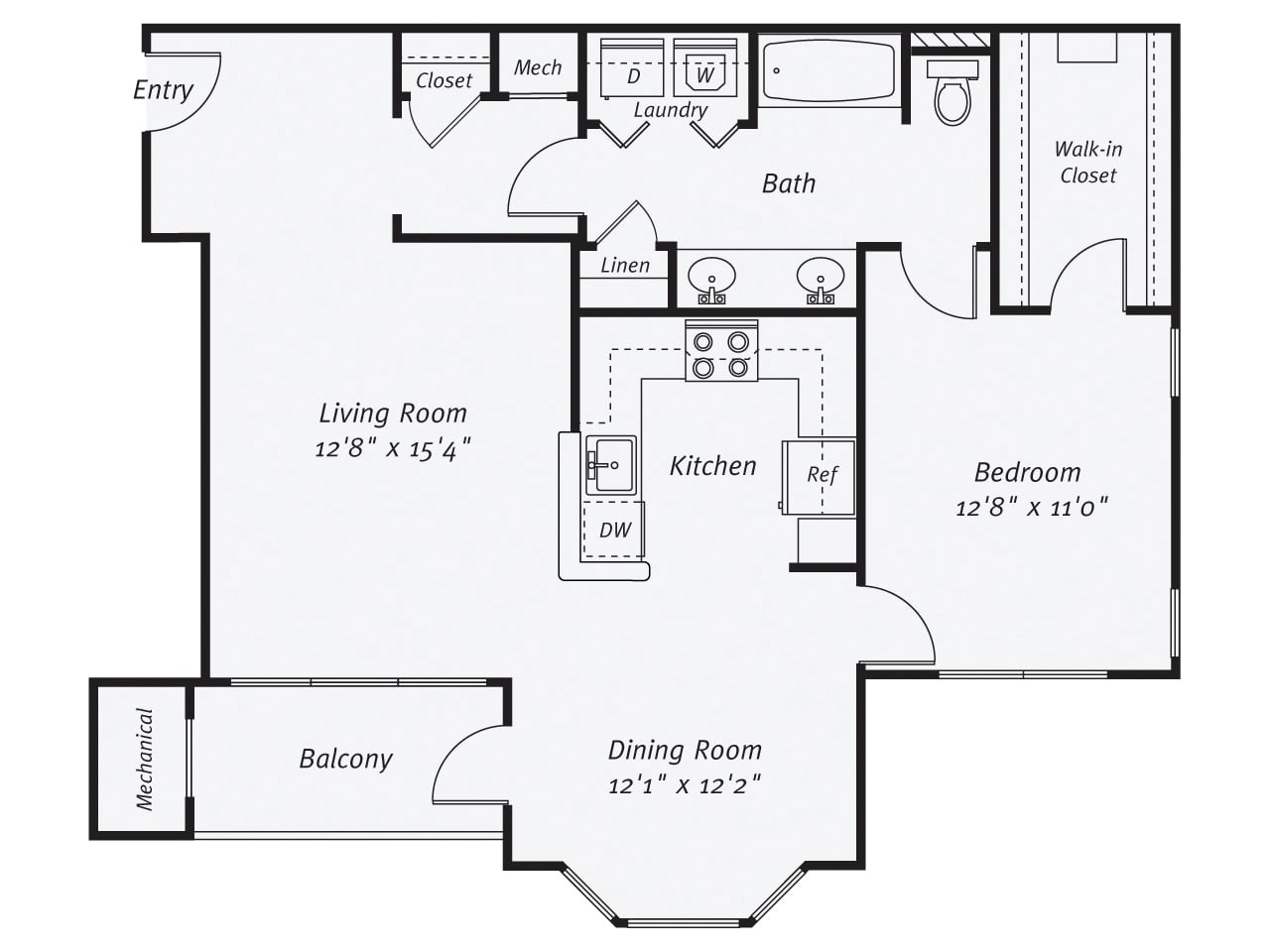 1 Bed/1 Bath-Watson floor plan