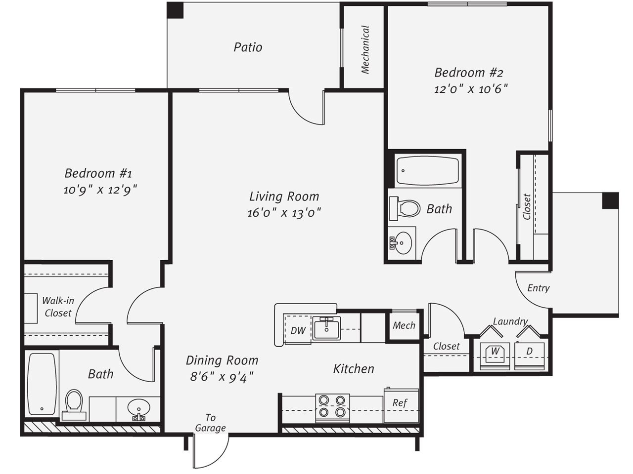 2 Bed/2 Bath-The Norman Garage floor plan