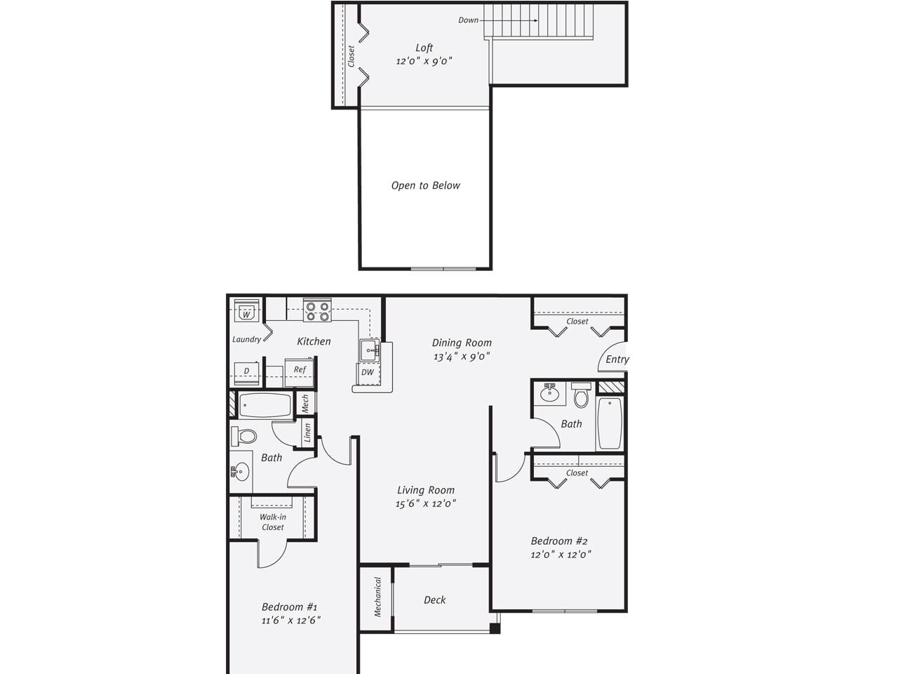 2 Bed/2 Bath-The Stewart Loft floor plan