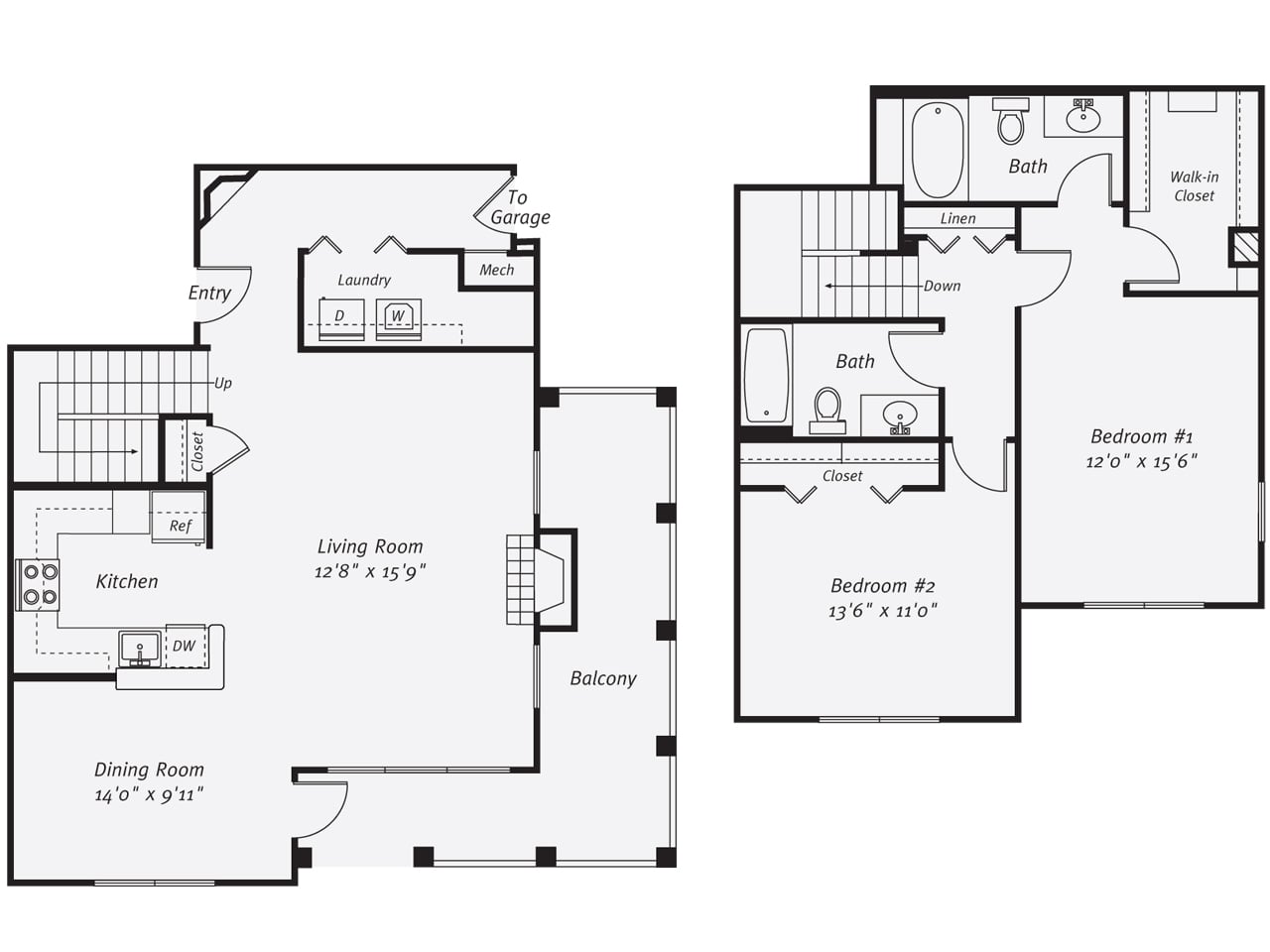 2 Bed/2 Bath-The Couples TH Garage floor plan