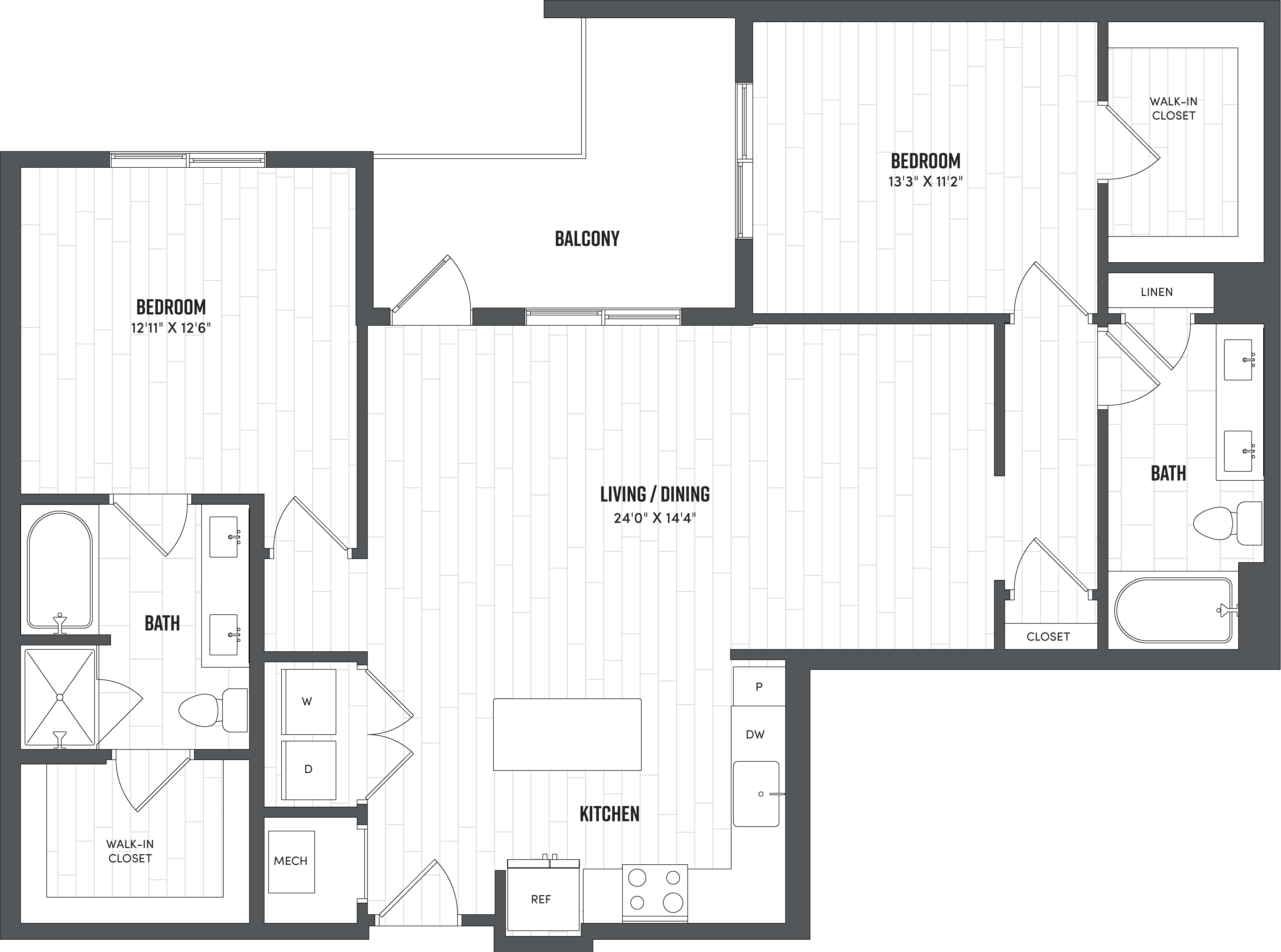 2 Bed/2 Bath-B3A floor plan