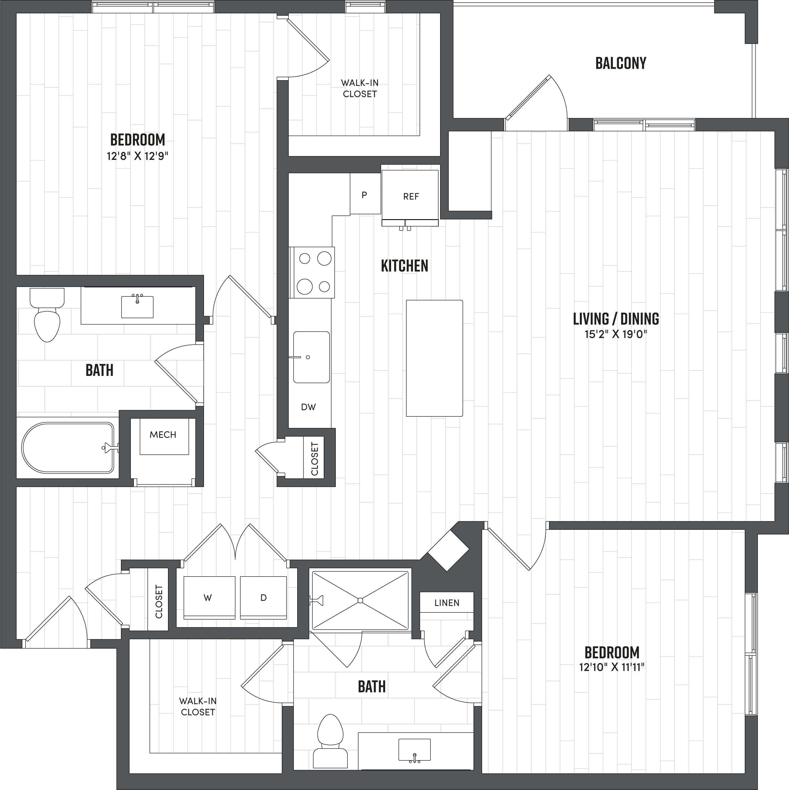 2 Bed/2 Bath-B4.1 floor plan