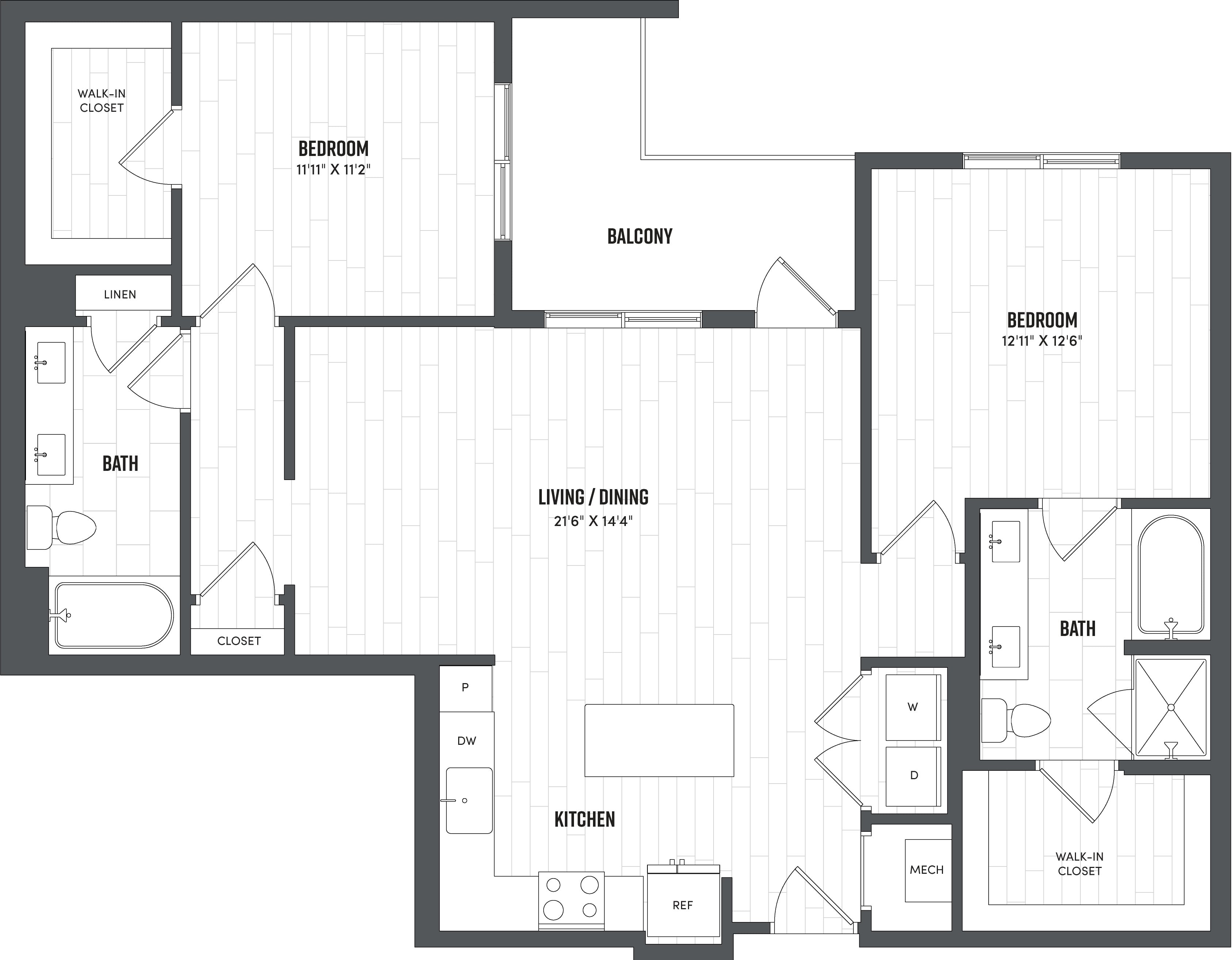 2 Bed/2 Bath-B3 floor plan