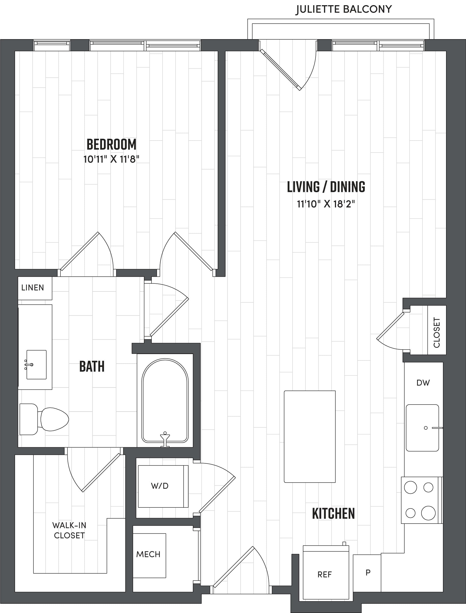 1 Bed/1 Bath-A3.1 floor plan