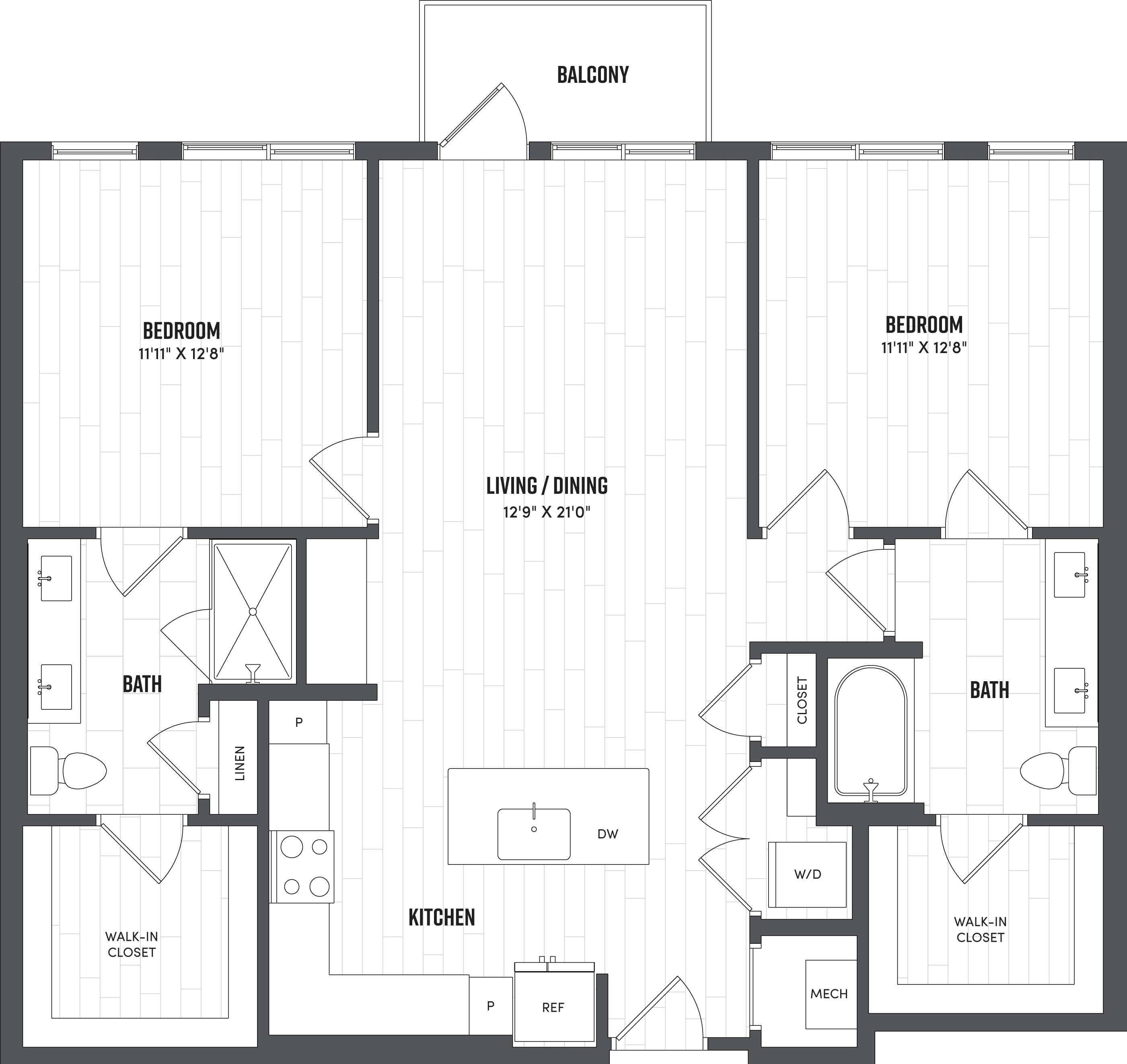 2 Bed/2 Bath-B2 floor plan