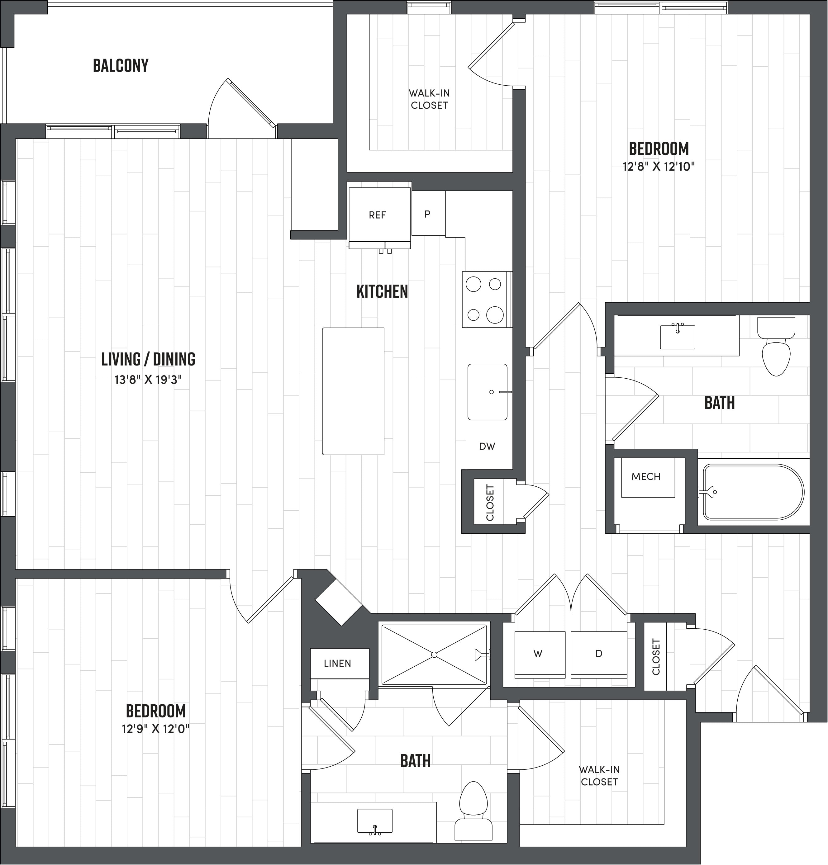 2 Bed/2 Bath-B4 floor plan