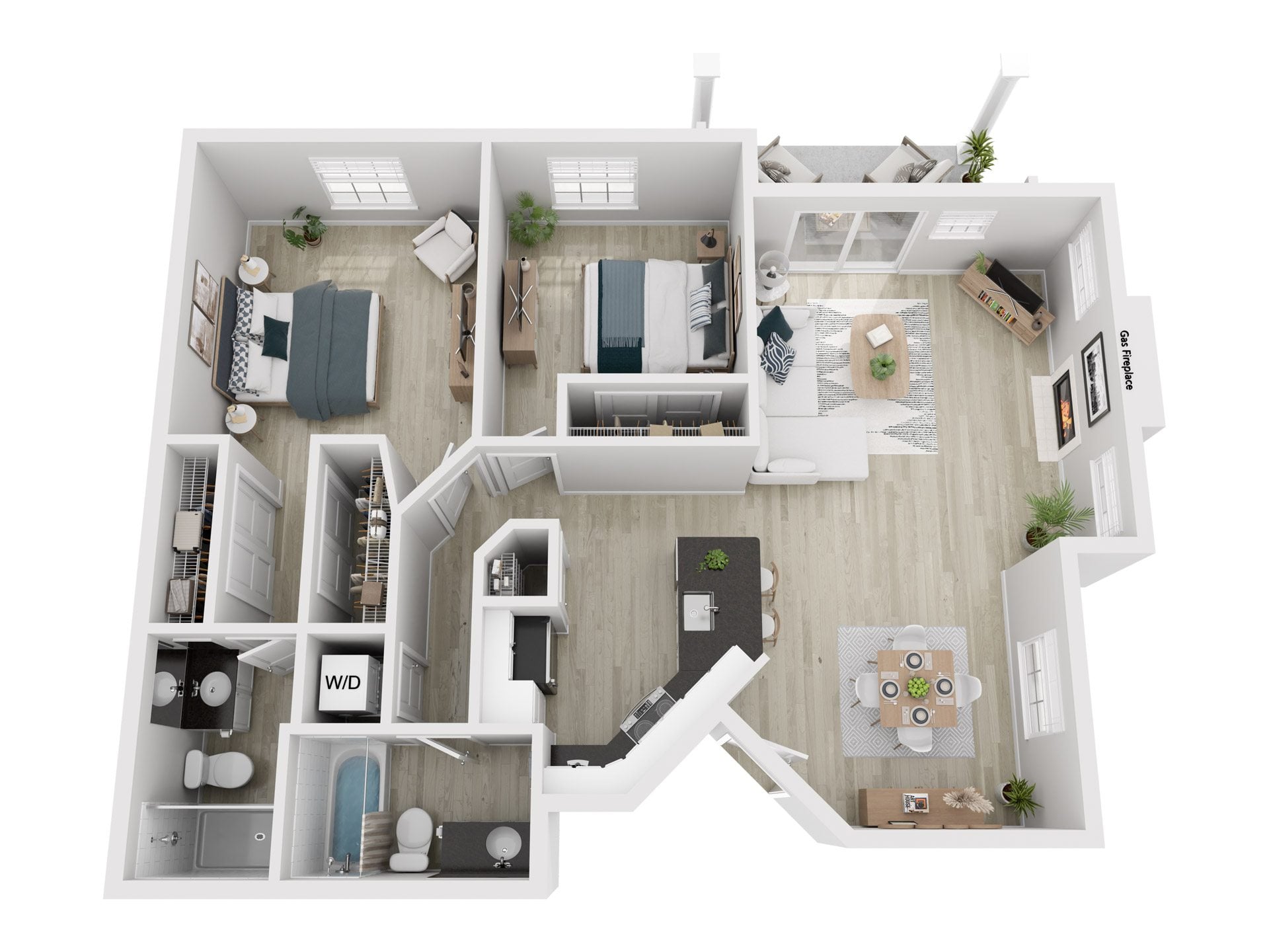 2x2 E floor plan