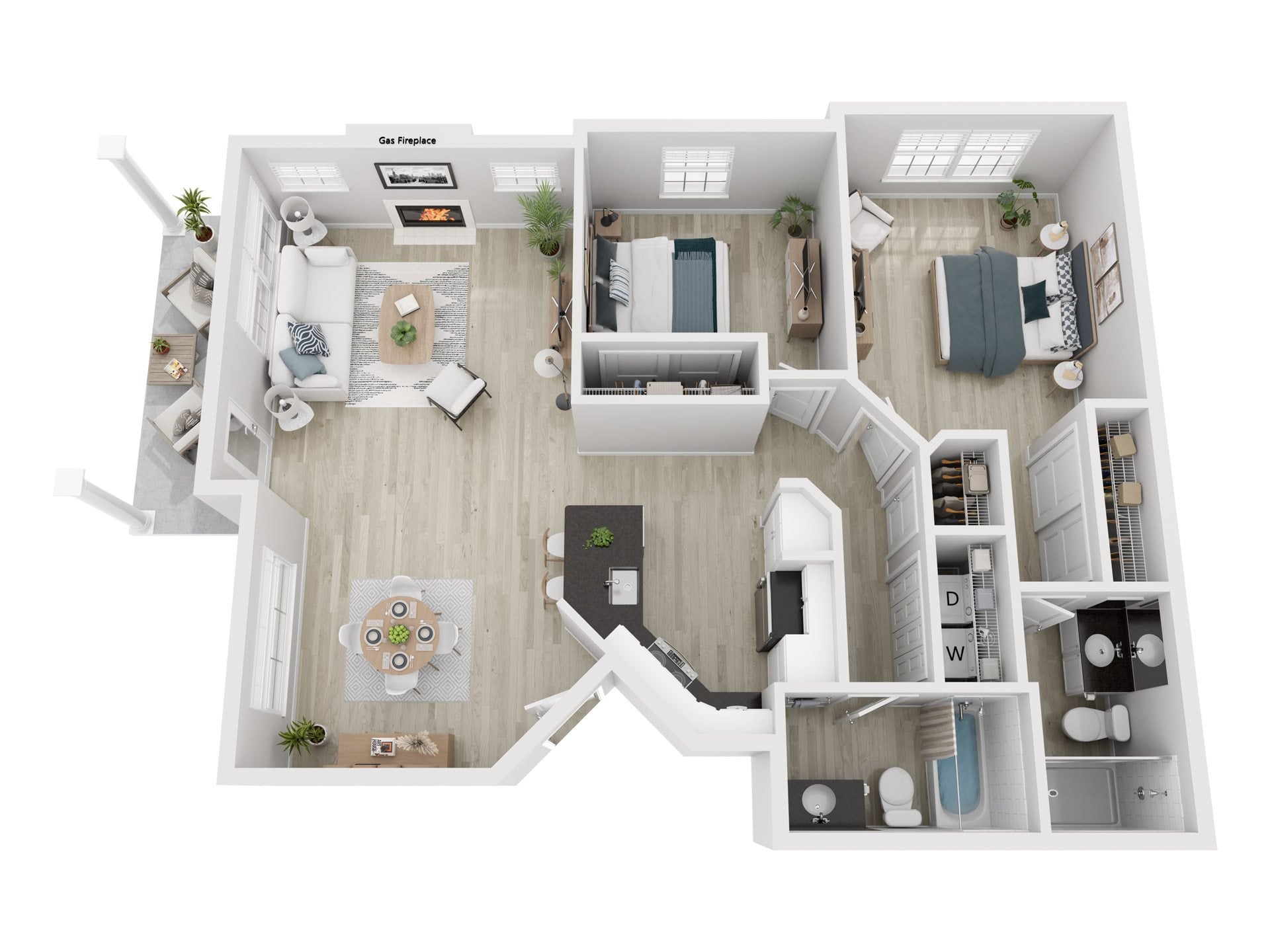 2x2 B floor plan