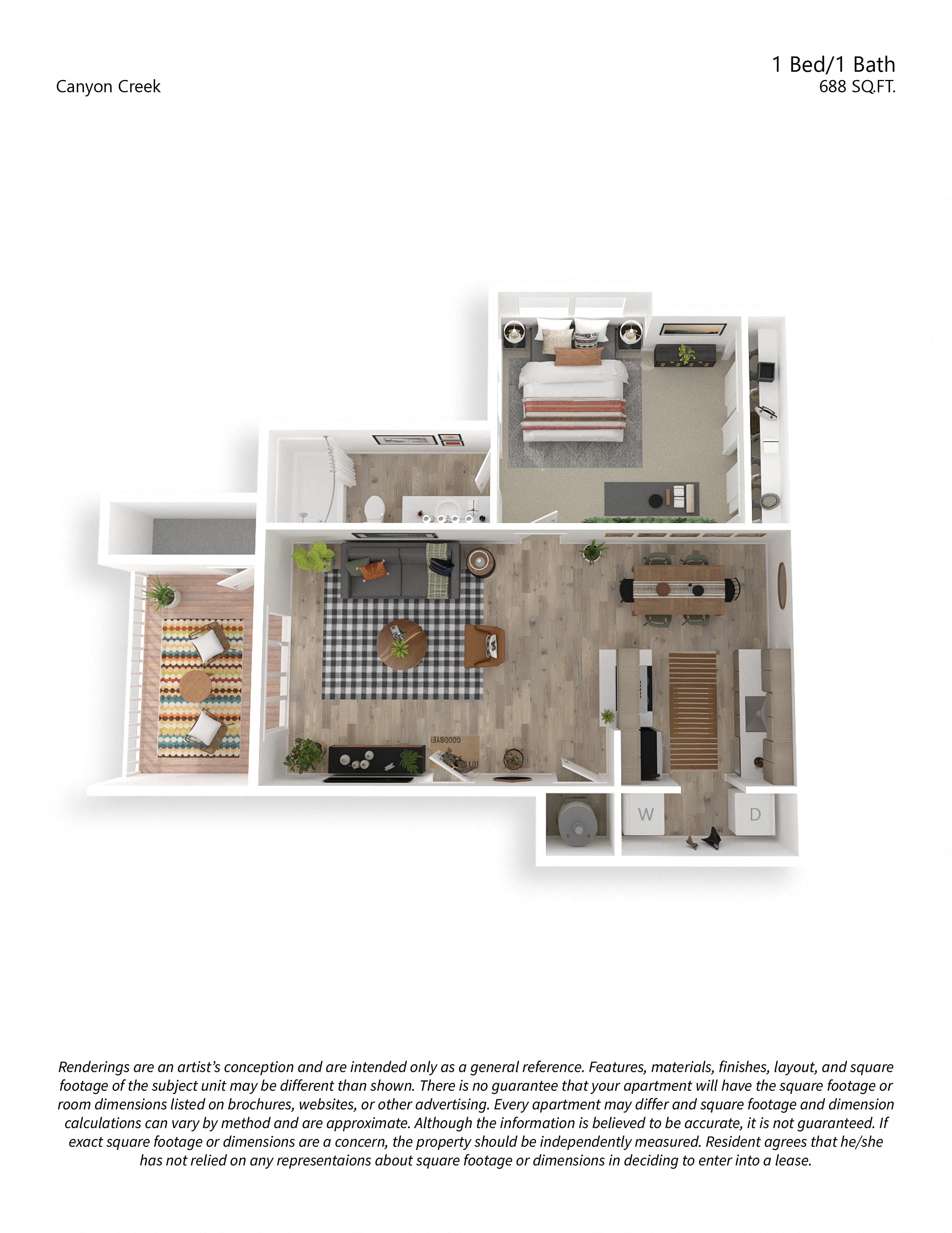 1x1 Classic floor plan