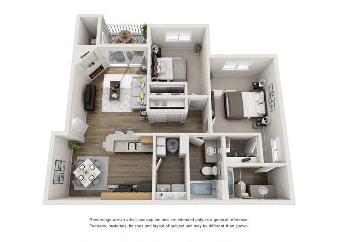 Two Bedroom, Two Bathroom Classic floor plan