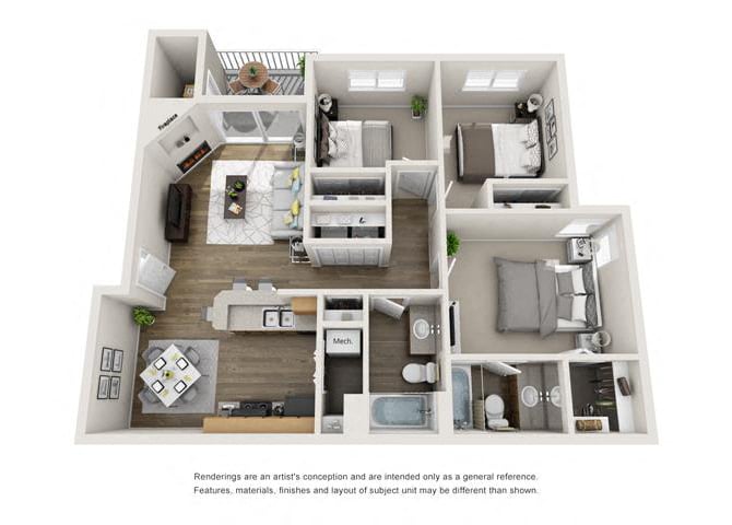 Three Bedroom, Two Bathroom Classic floor plan