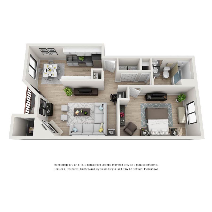 1X1 floor plan