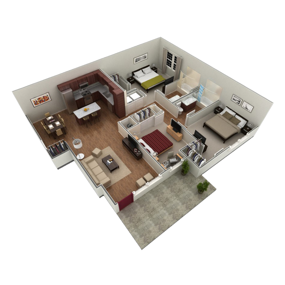 3 BR Grand Courtyard Garage floor plan