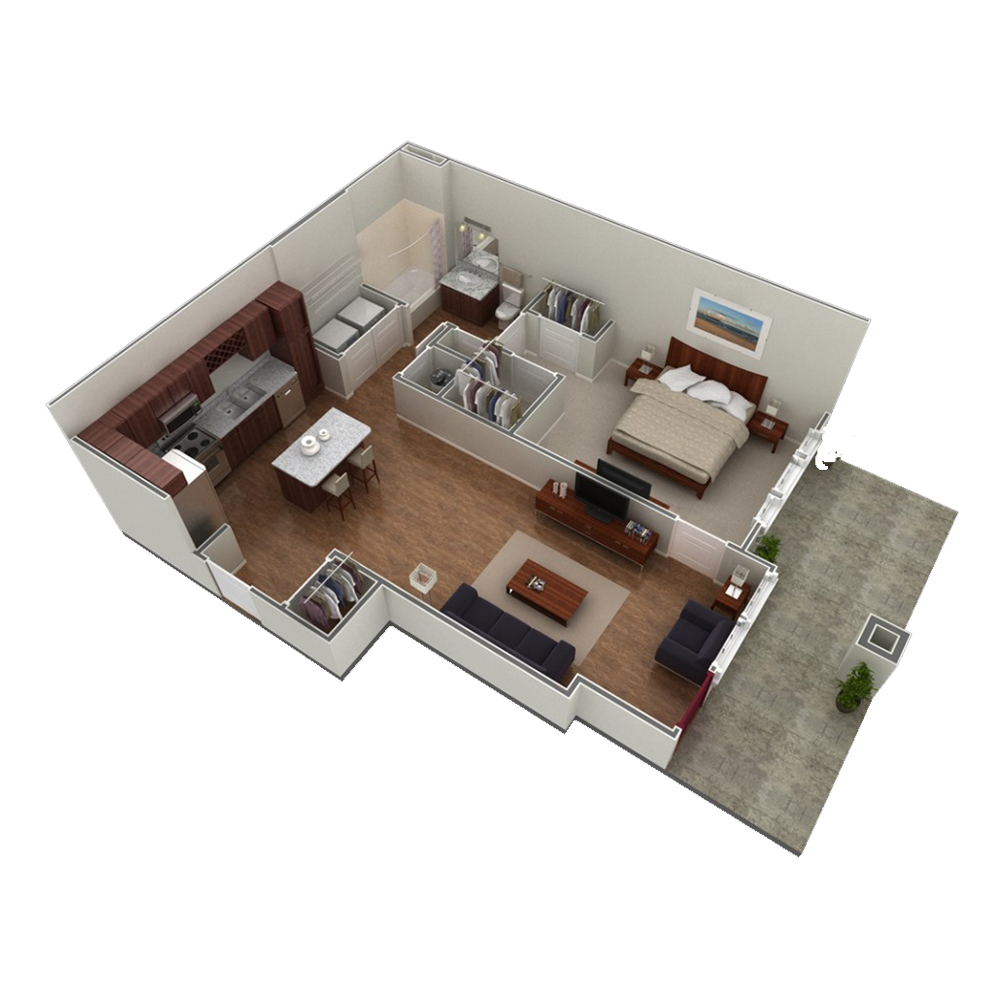 1 BR Designer Courtyard floor plan