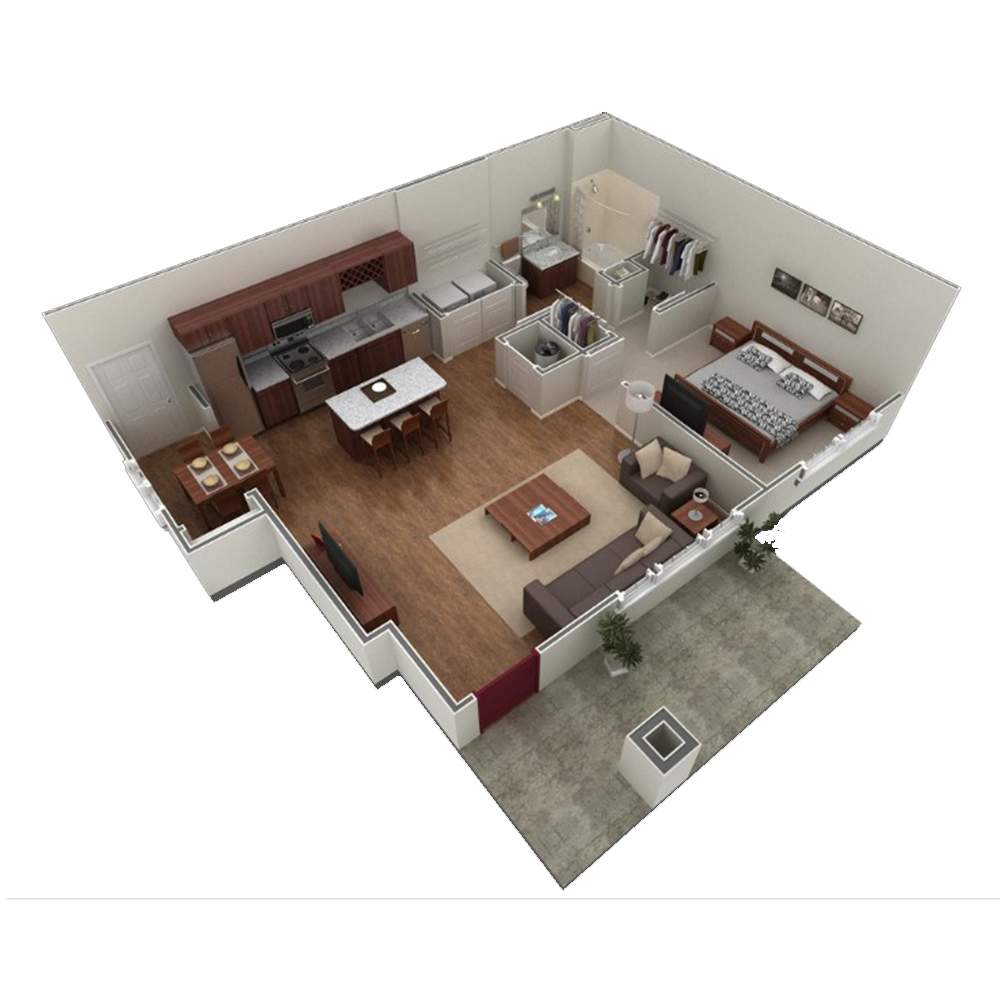 1 BR Grand Courtyard floor plan