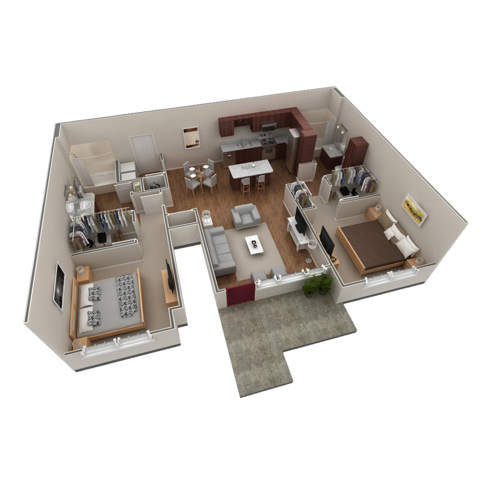2 BR Grand Courtyard Garage floor plan