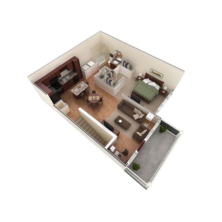 1 BR Designer Overlook floor plan