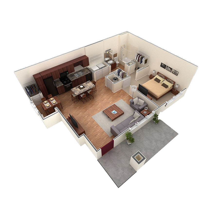 1 BR Grand Courtyard floor plan