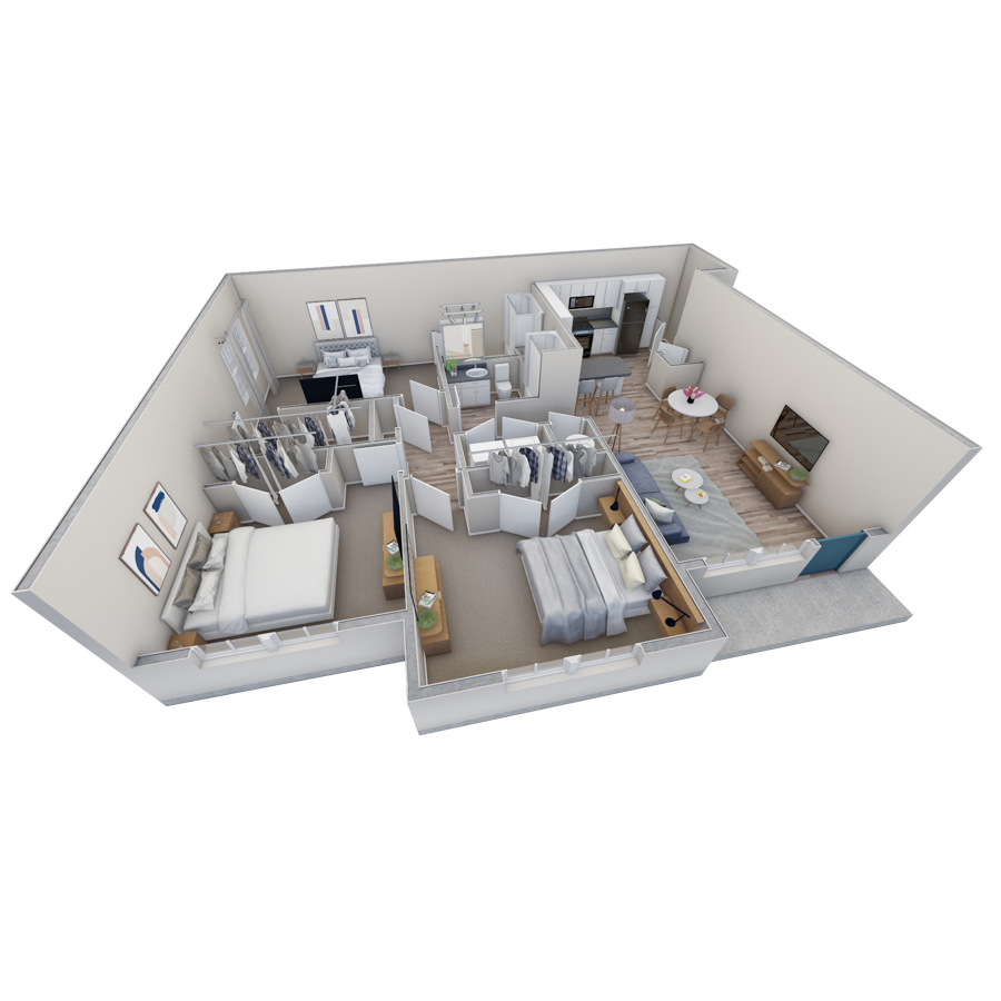 3-2 BR Horizon Courtyard floor plan