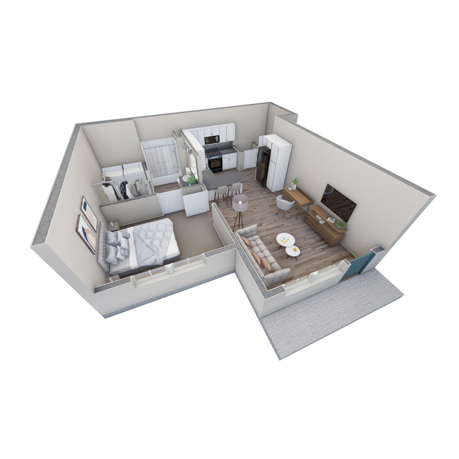 1 BR Horizon Courtyard floor plan