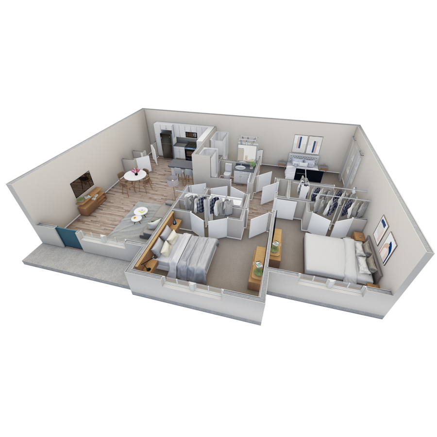 3-2 BR Retreat Courtyard floor plan
