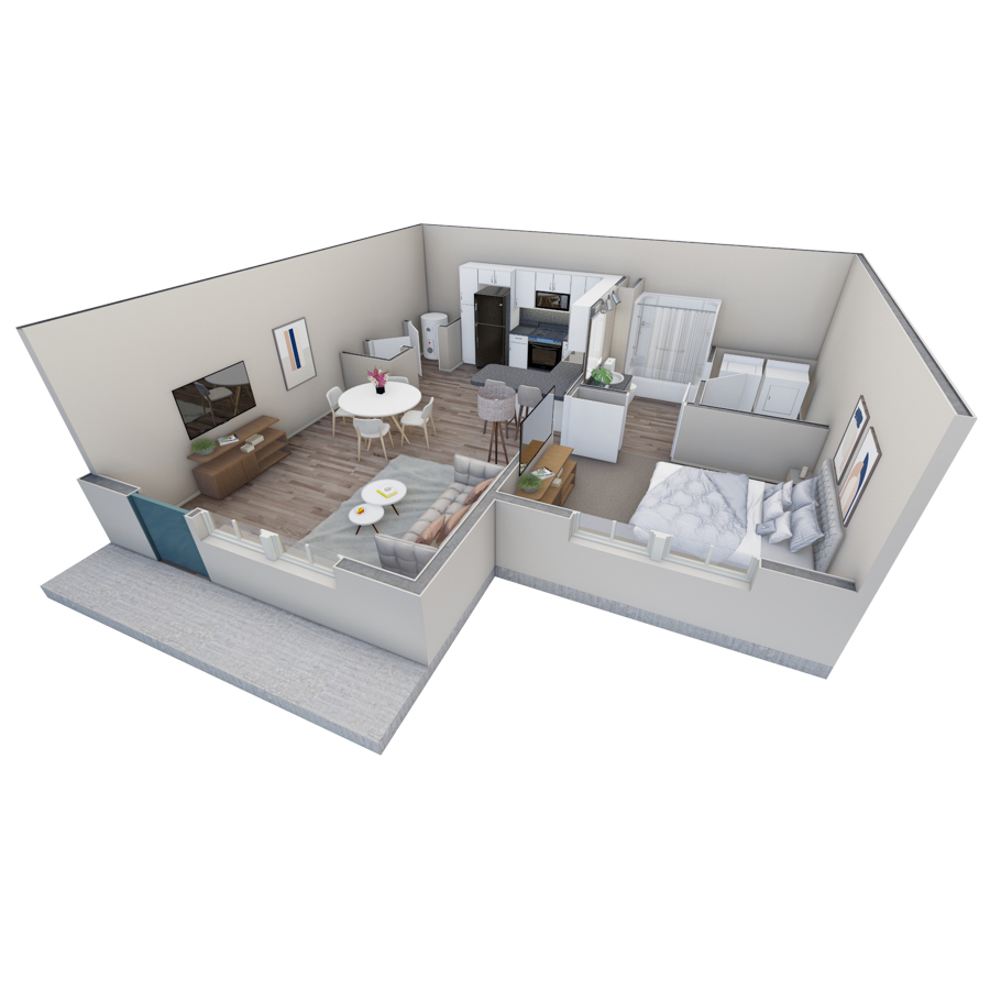 1 BR Retreat Courtyard floor plan