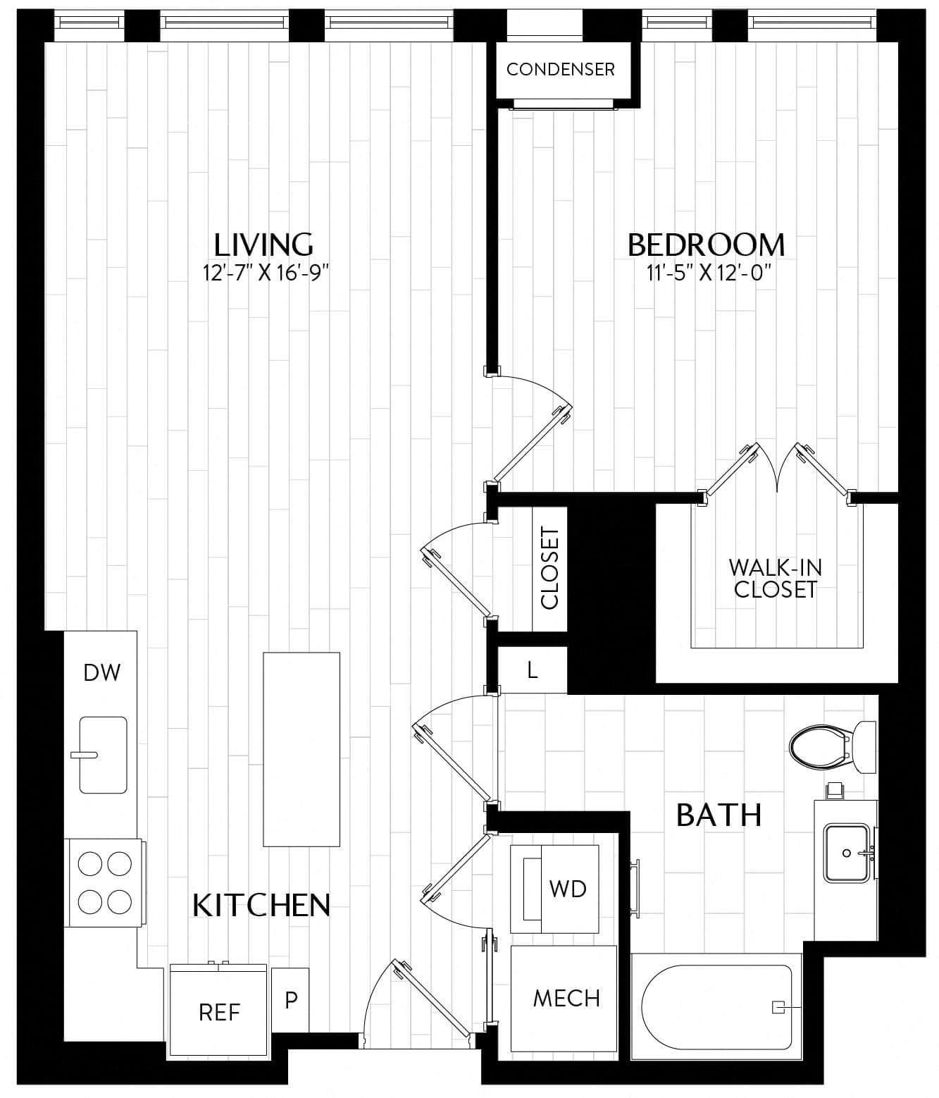 1 Bed/1 Bath-A4M1 floor plan