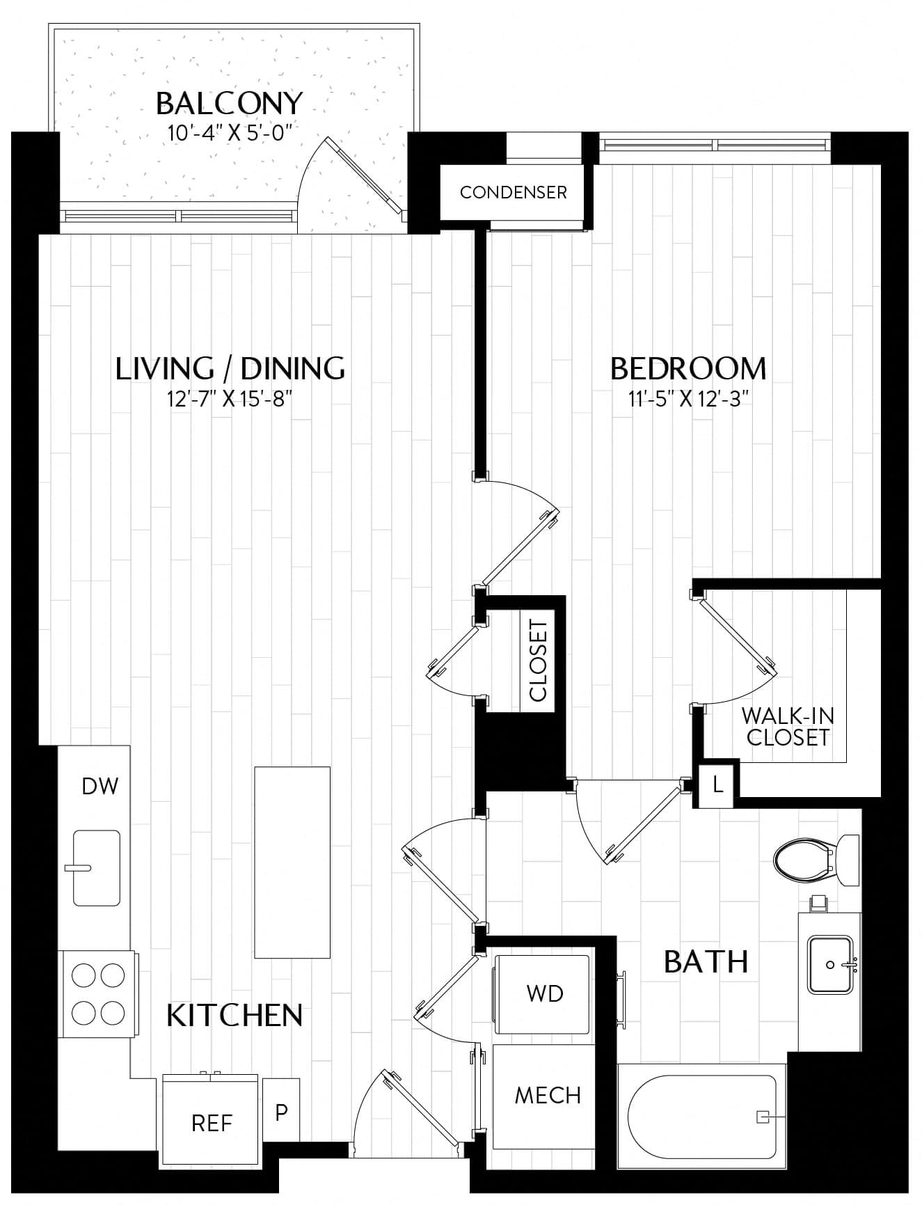 1 Bed/1 Bath-A2M1 floor plan