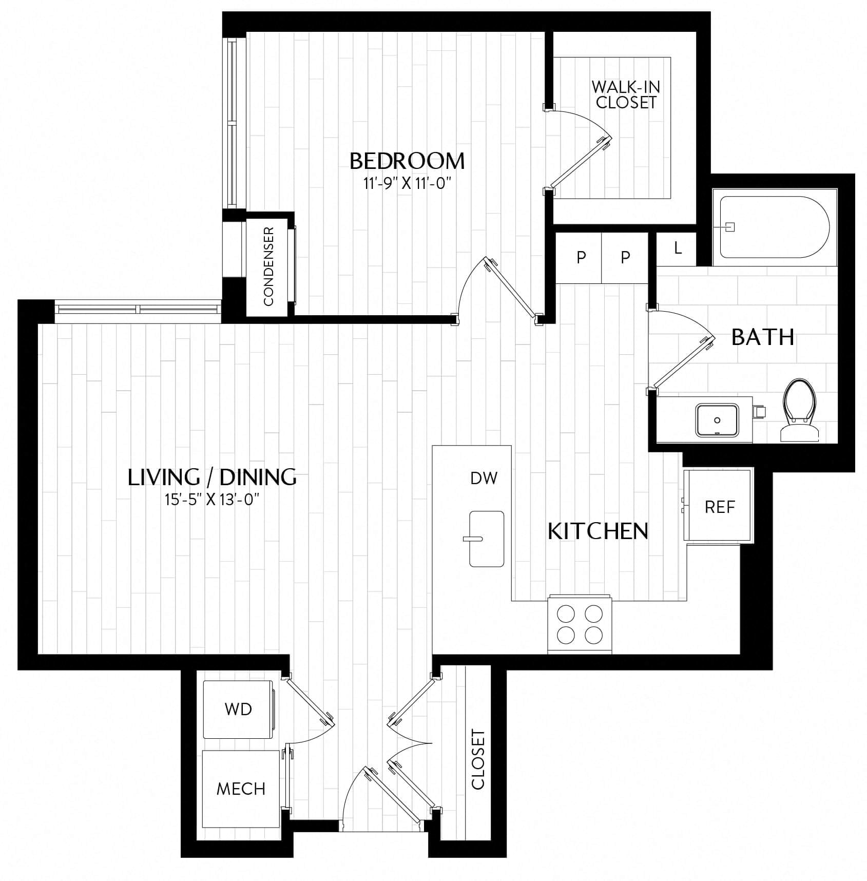 1 Bed/1 Bath-A3 floor plan