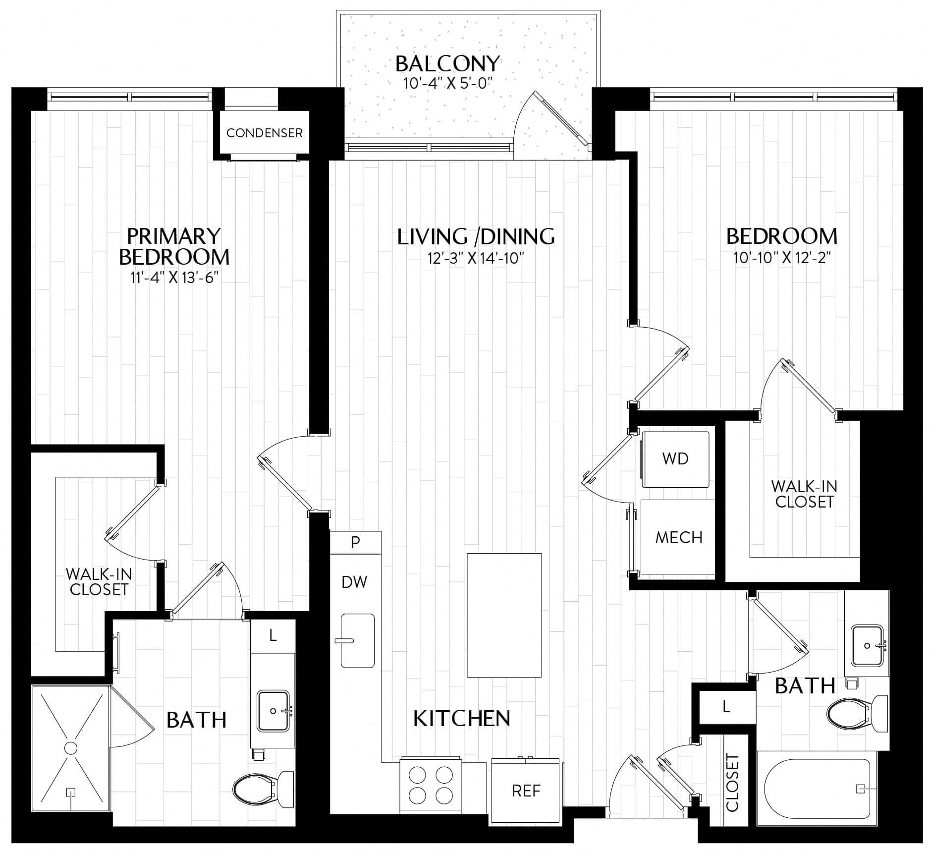 2 Bed/2 Bath-B2M8 floor plan