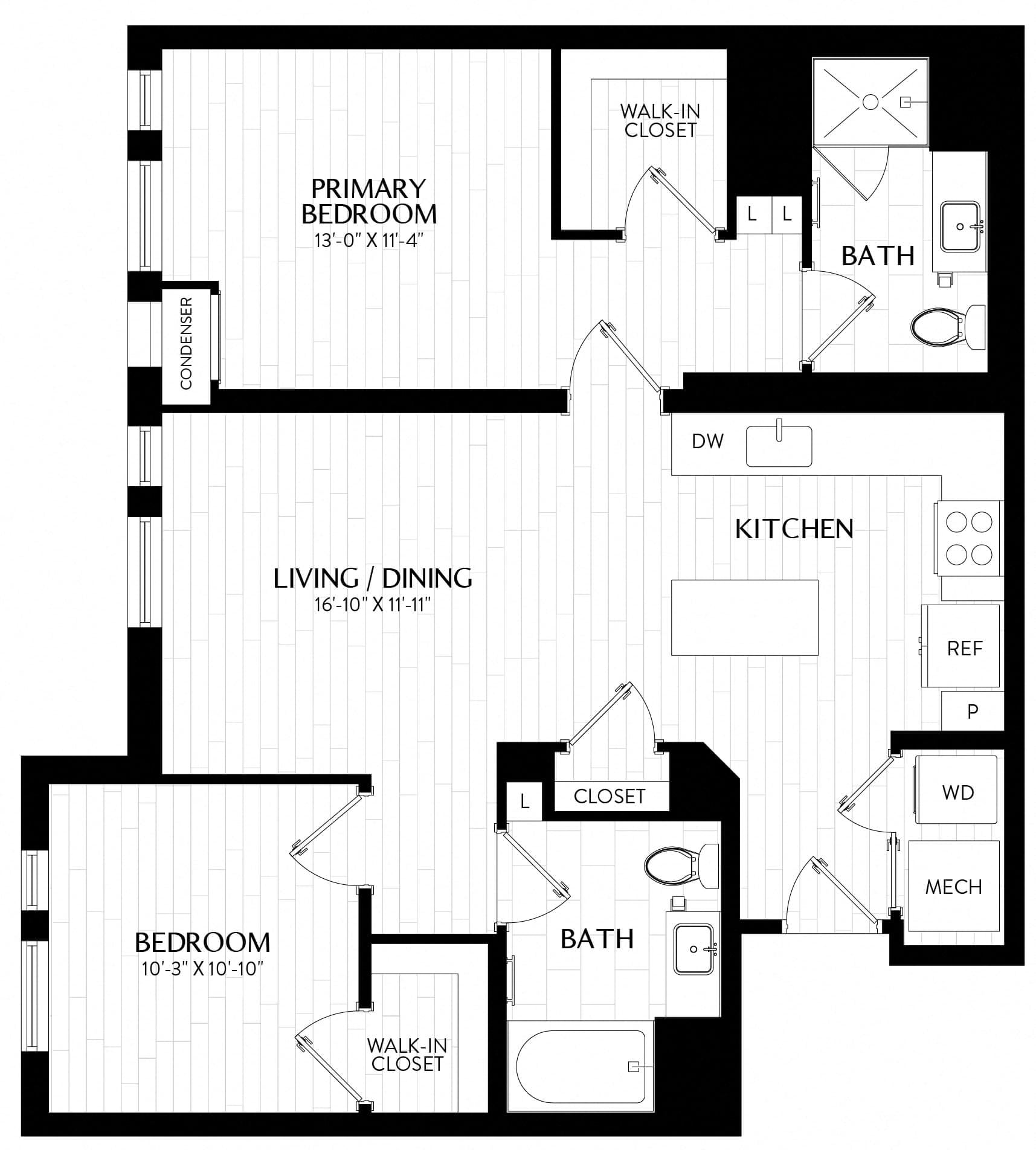 2 Bed/2 Bath-B1 floor plan
