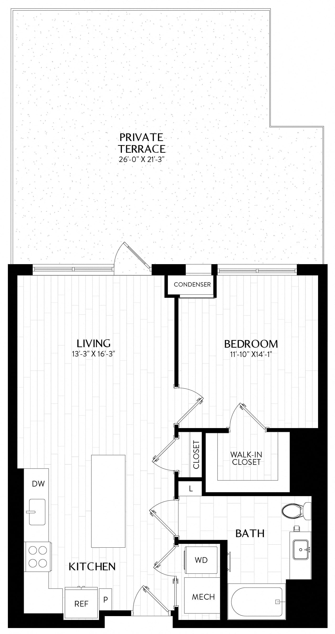 1 Bed/1 Bath-A5M1 floor plan
