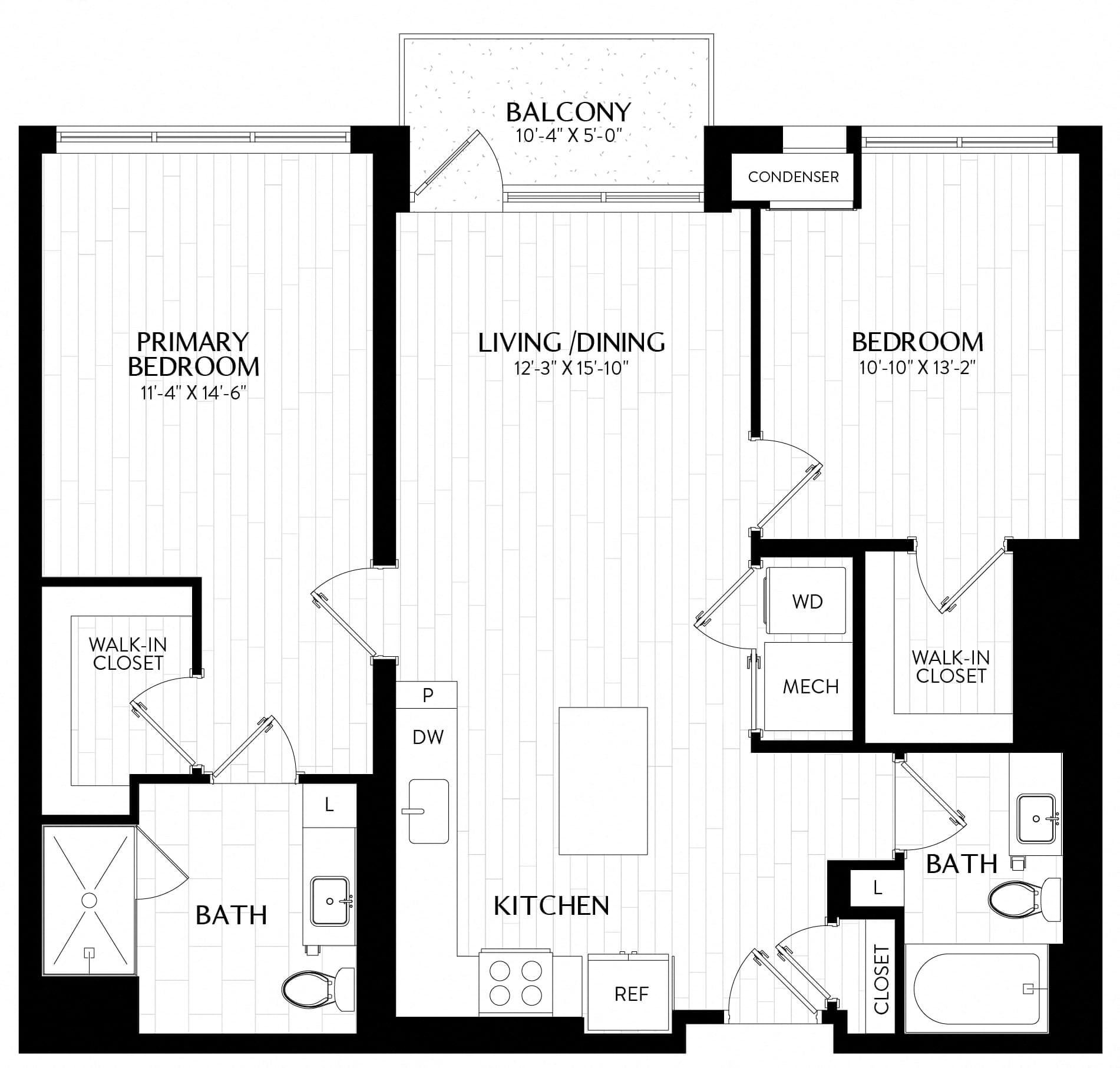 2 Bed/2 Bath-B2M3 floor plan