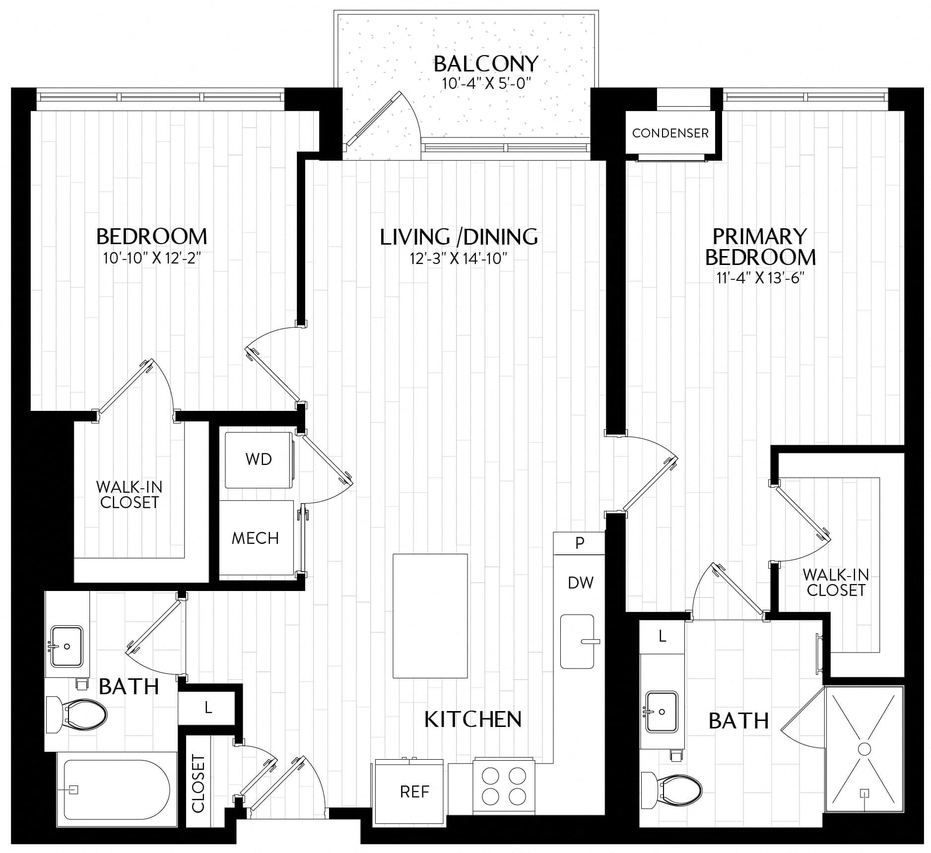 2 Bed/2 Bath-B2 floor plan
