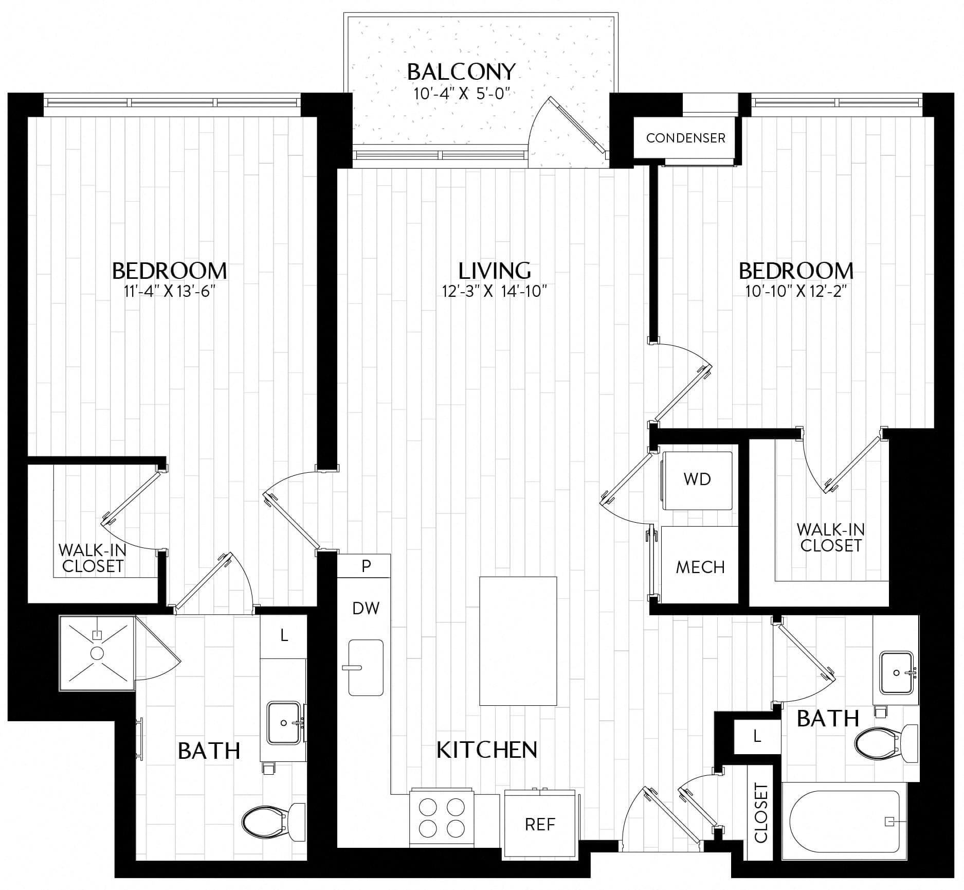 2 Bed/2 Bath-B2M5 floor plan
