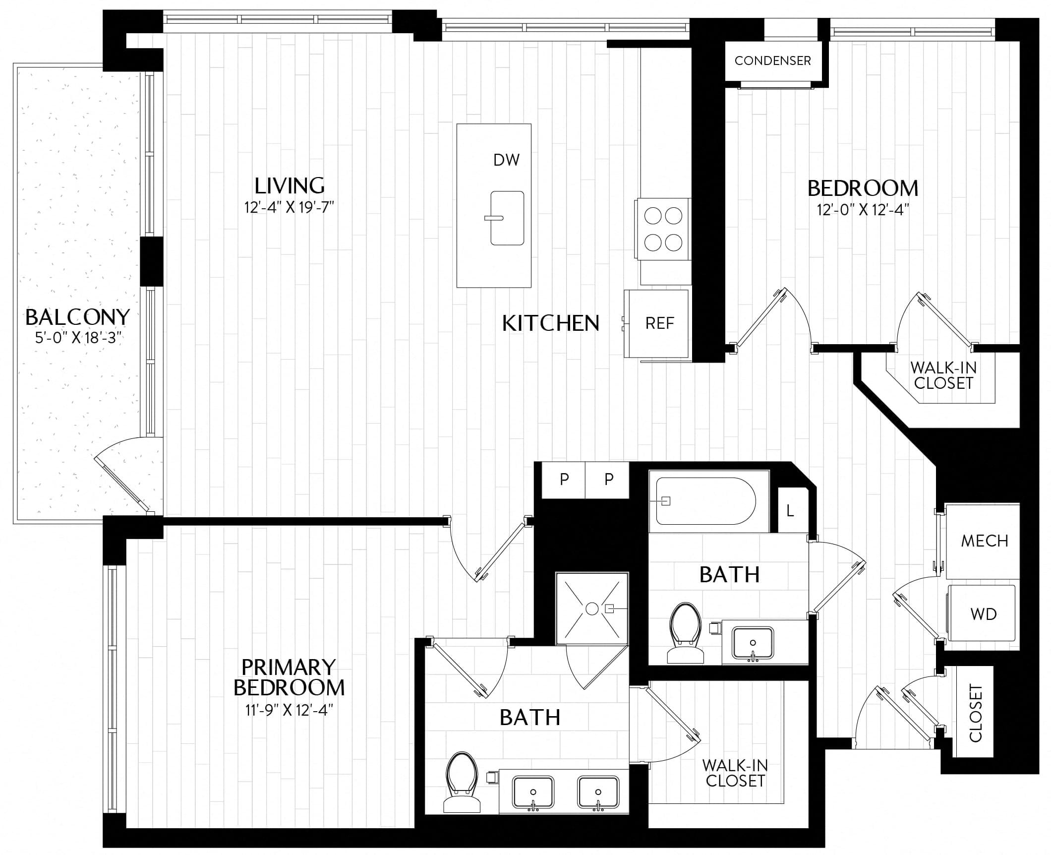 2 Bed/2 Bath-B6 floor plan
