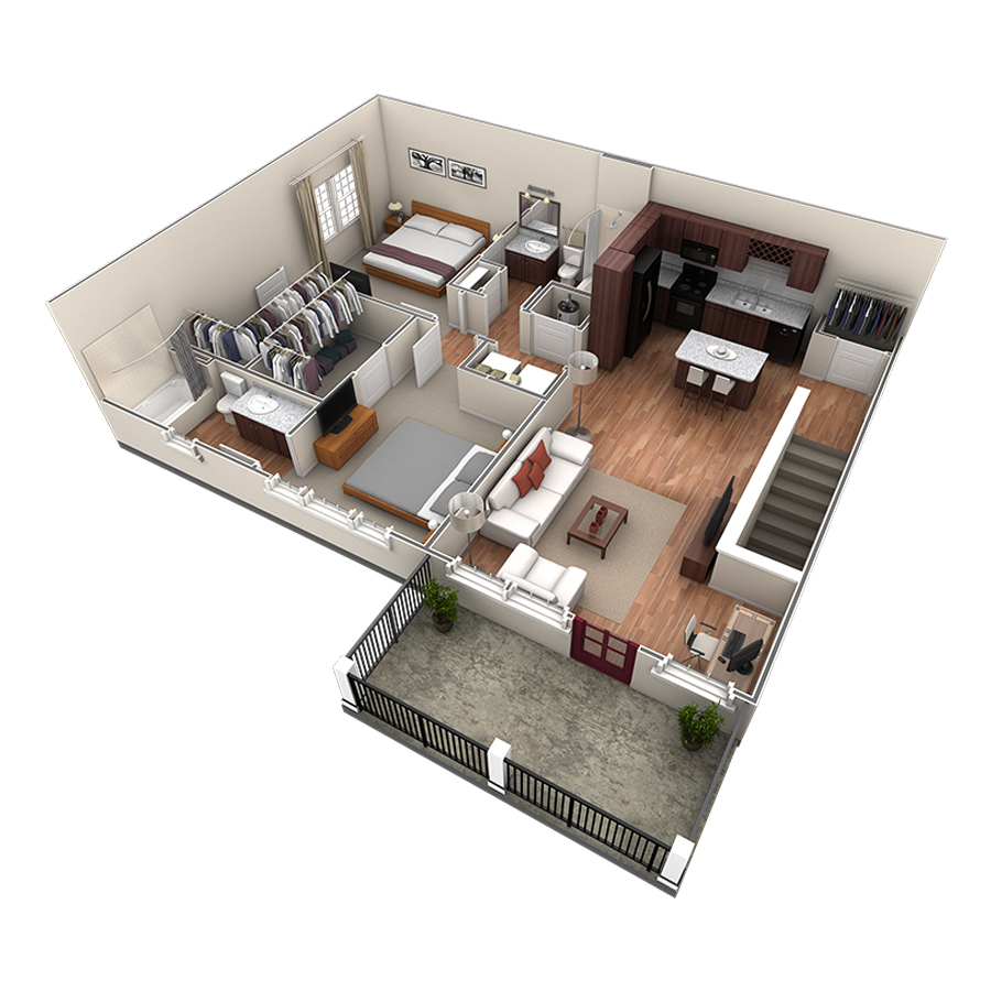 2 BR Designer Overlook floor plan