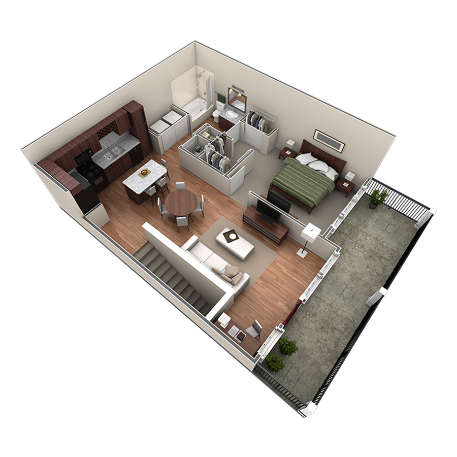 1 BR Designer Overlook floor plan