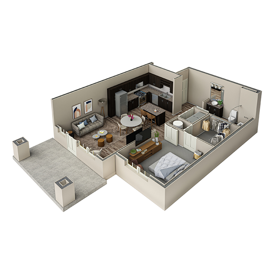 1 BR Haven Courtyard floor plan