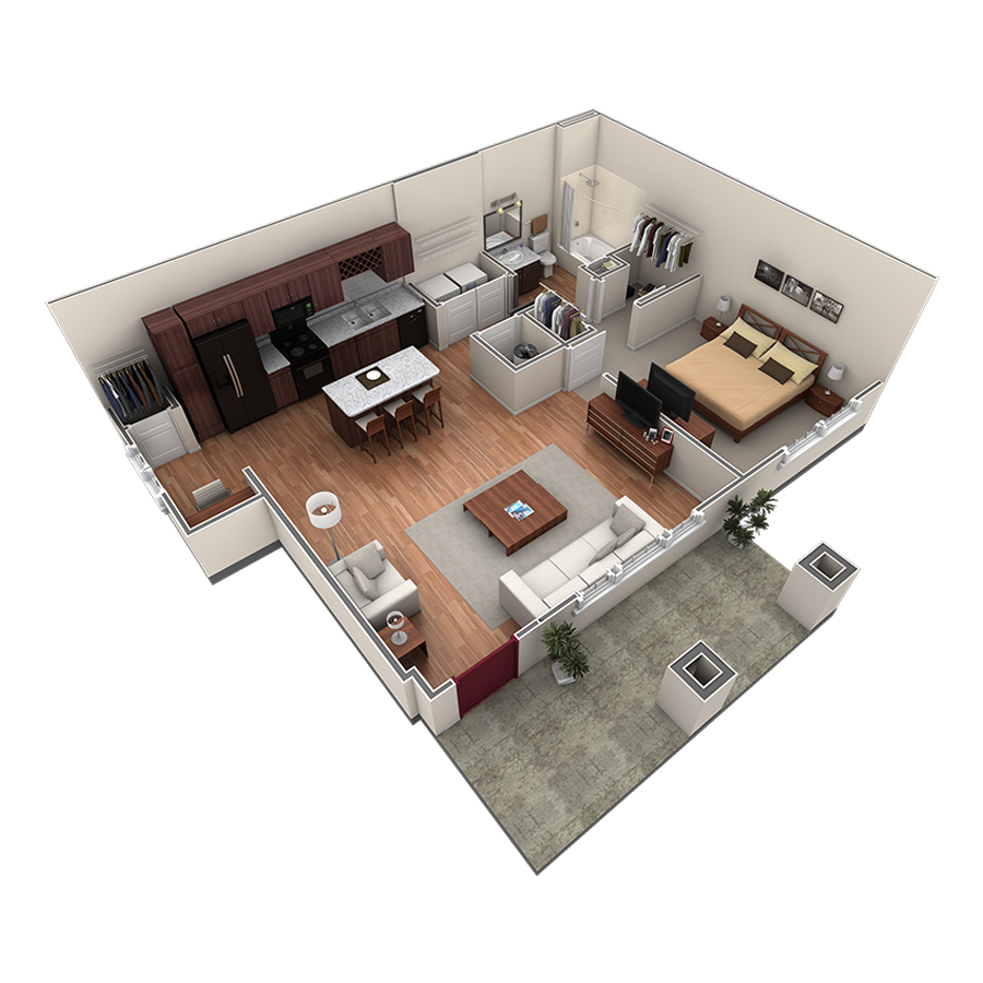 1 BR Grand Courtyard floor plan