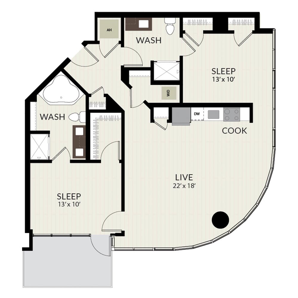 2 Bed/2 Bath-B5 floor plan