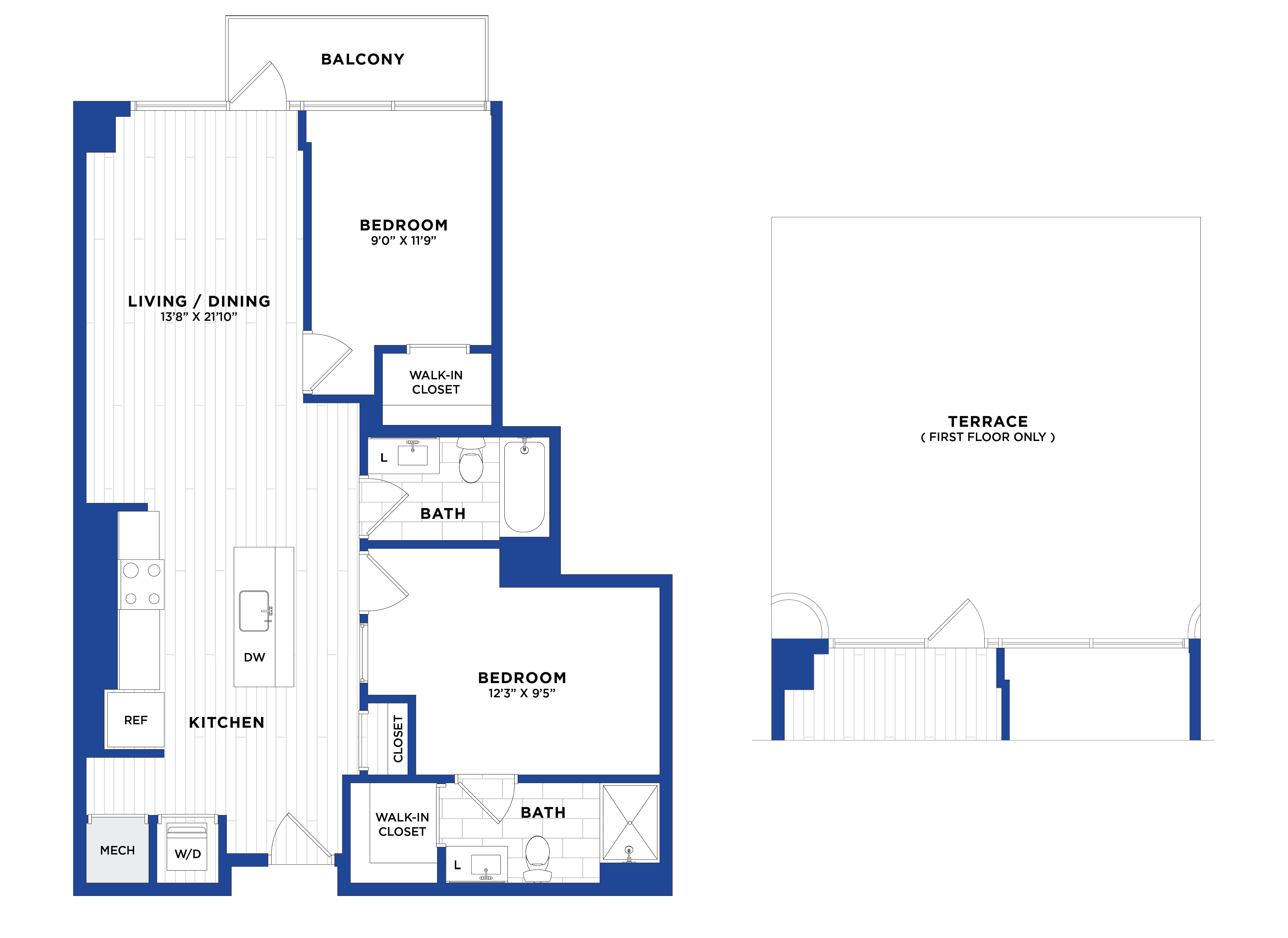 JR 2 Bed/2 Bath-P1 floor plan