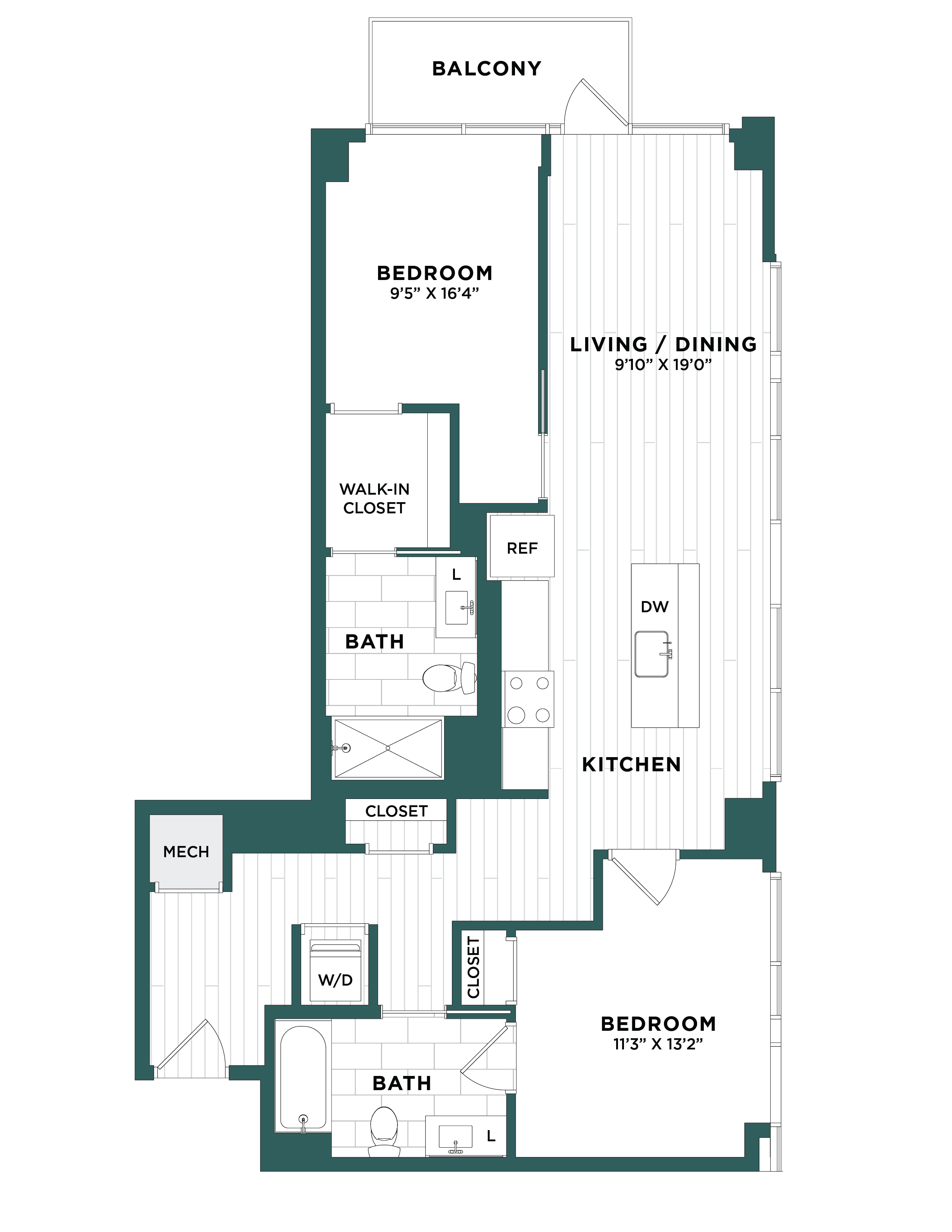 2 Bed/2 Bath-F3 floor plan