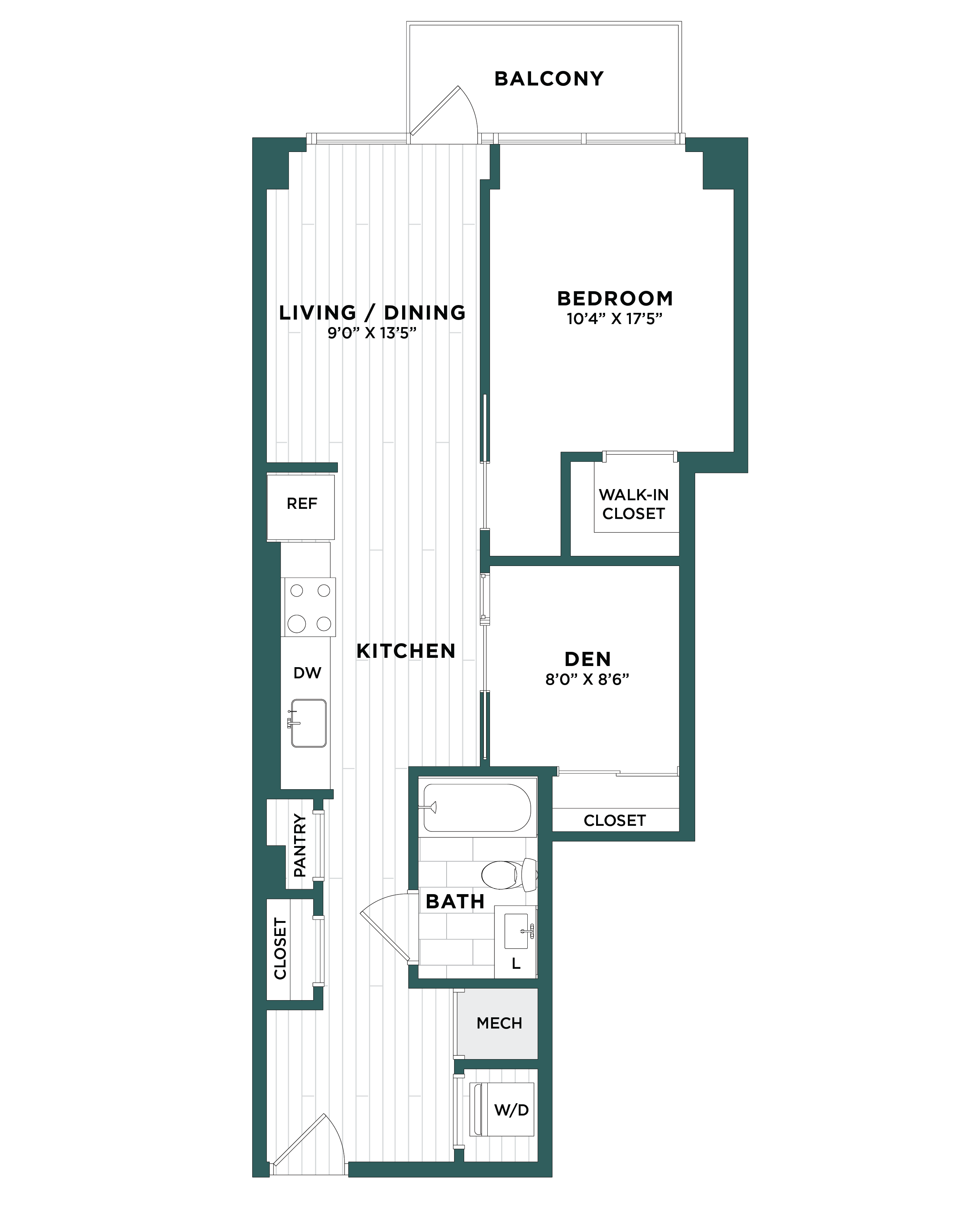 1 Bed/1 Bath Den-F4 floor plan