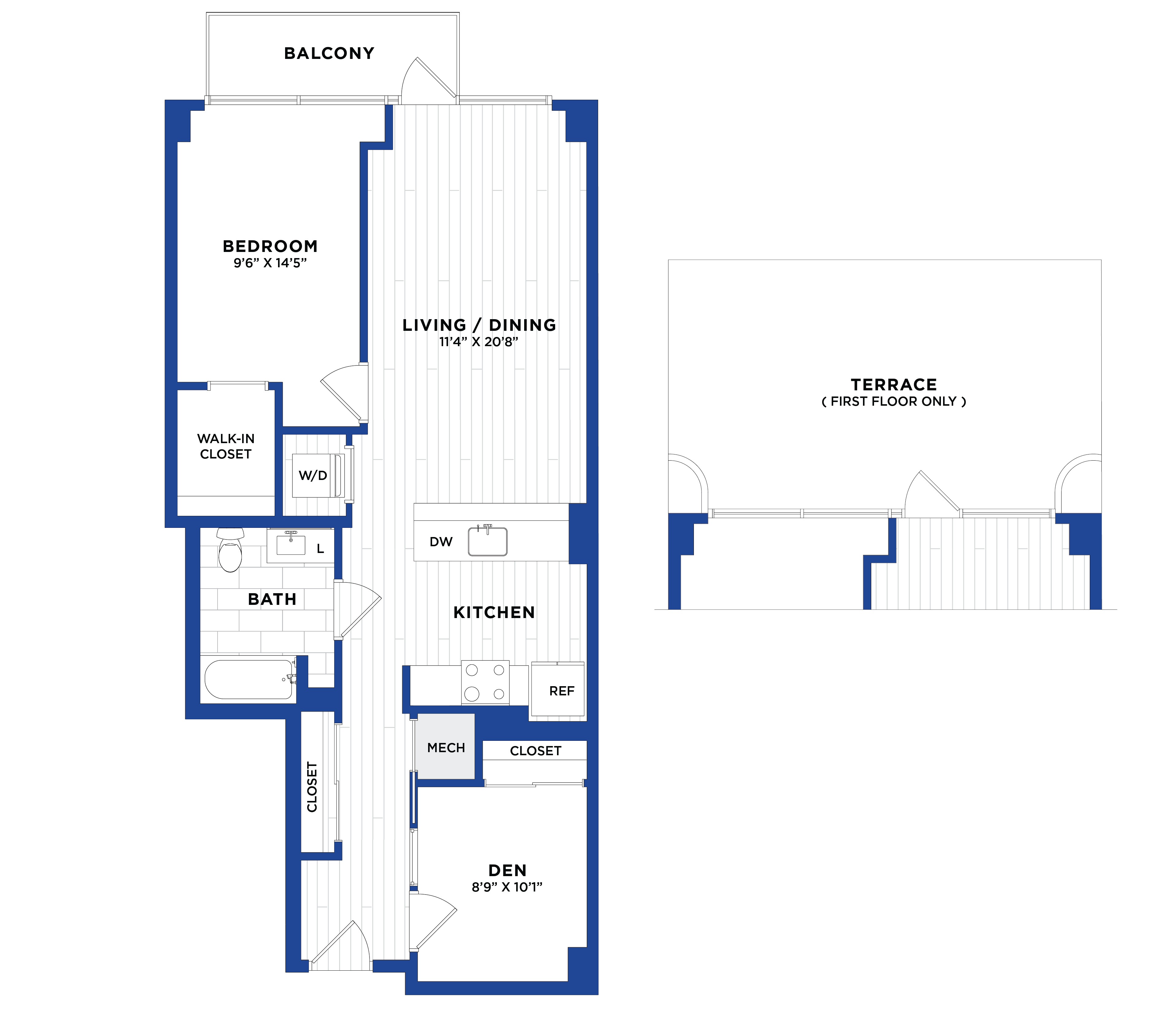 1 Bed/1 Bath Den-P6 floor plan