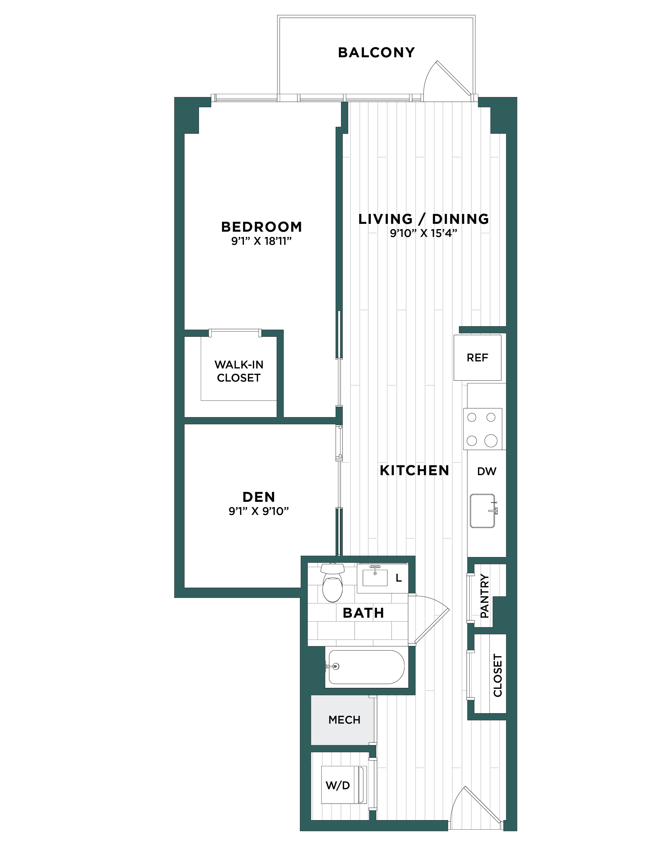 1 Bed/1 Bath Den-F4.1 floor plan