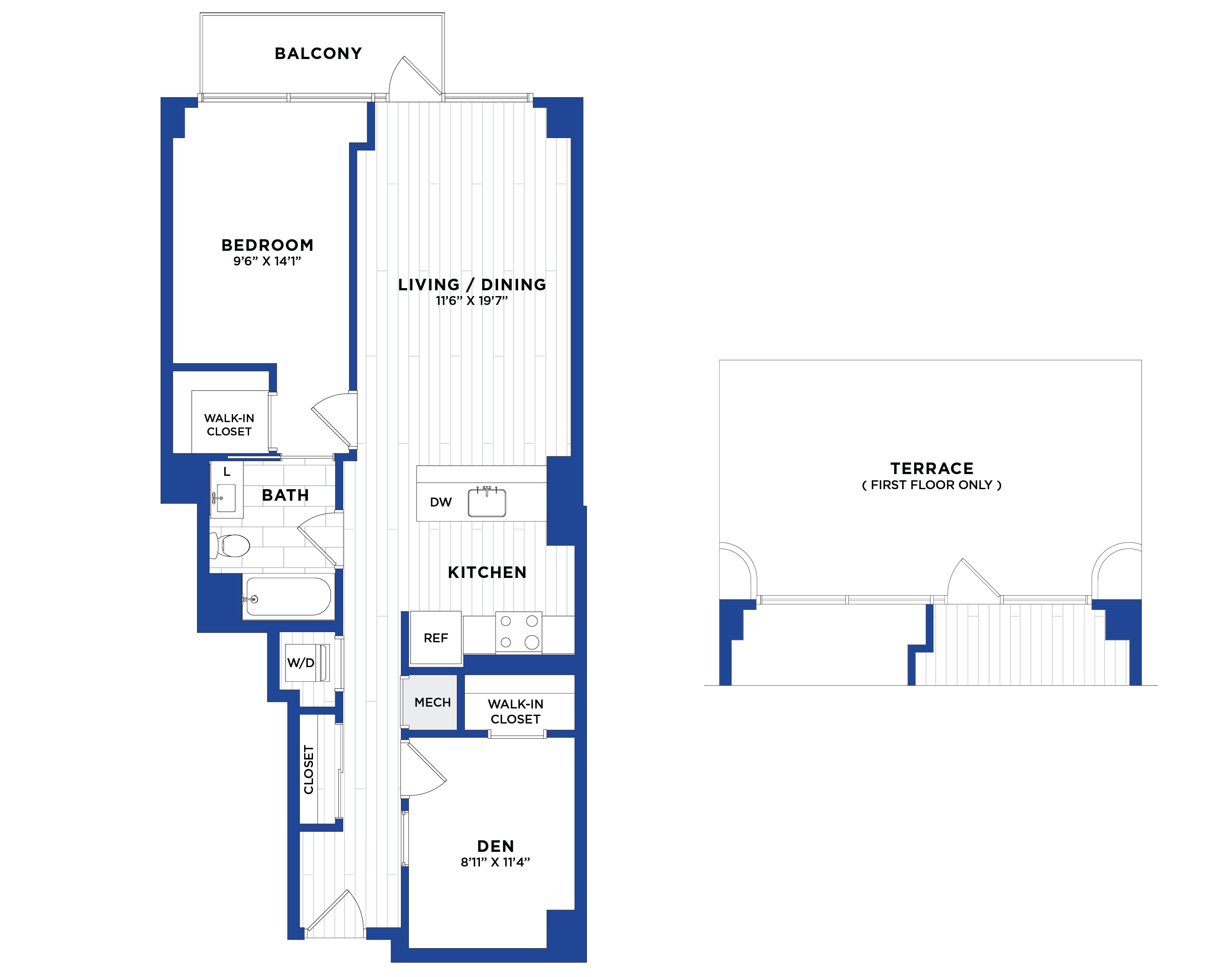 1 Bed/1 Bath Den-P4.11 Bed/1 Bath Den-P4.1 floor plan