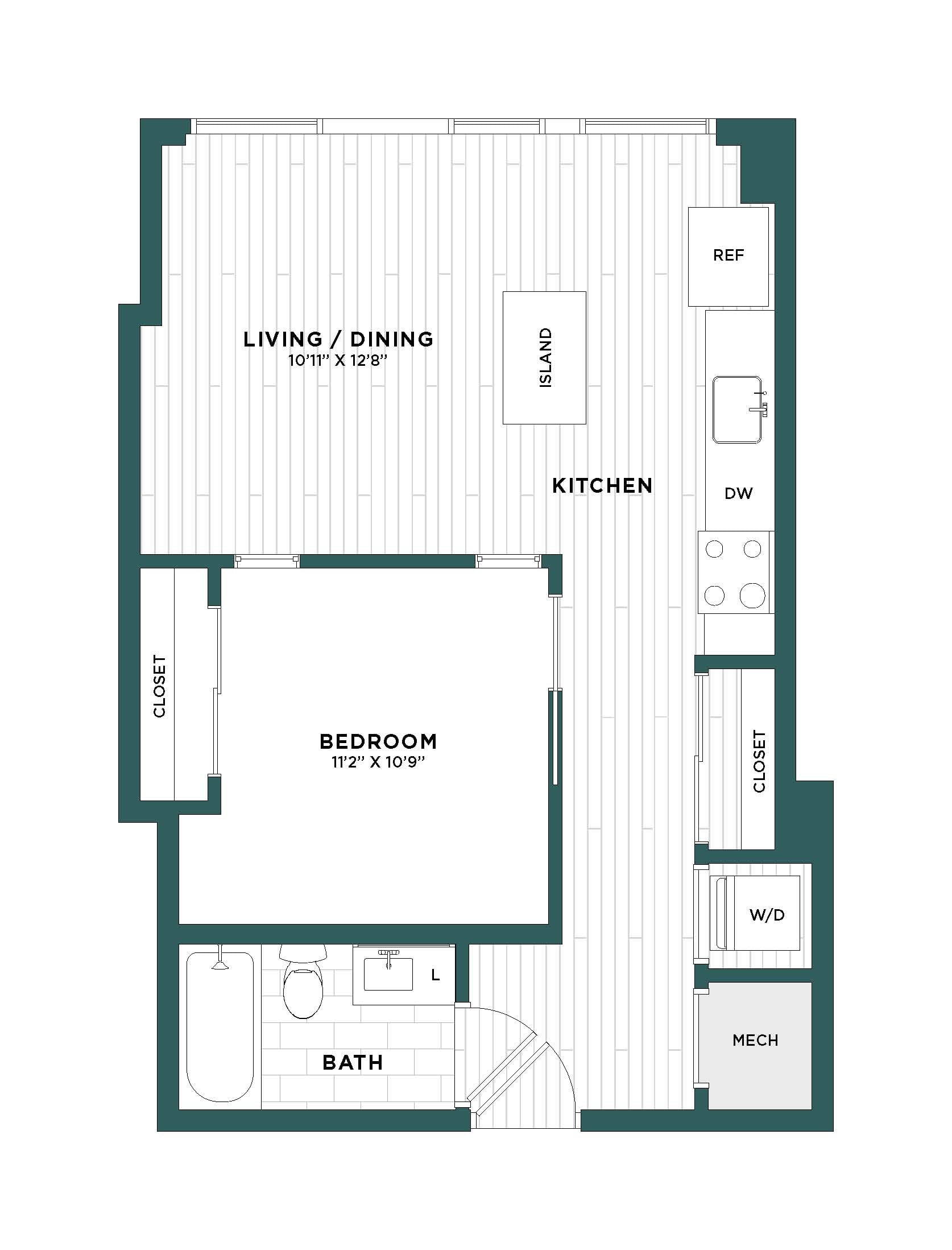 JR 1 Bed/1 Bath-F1.1 floor plan