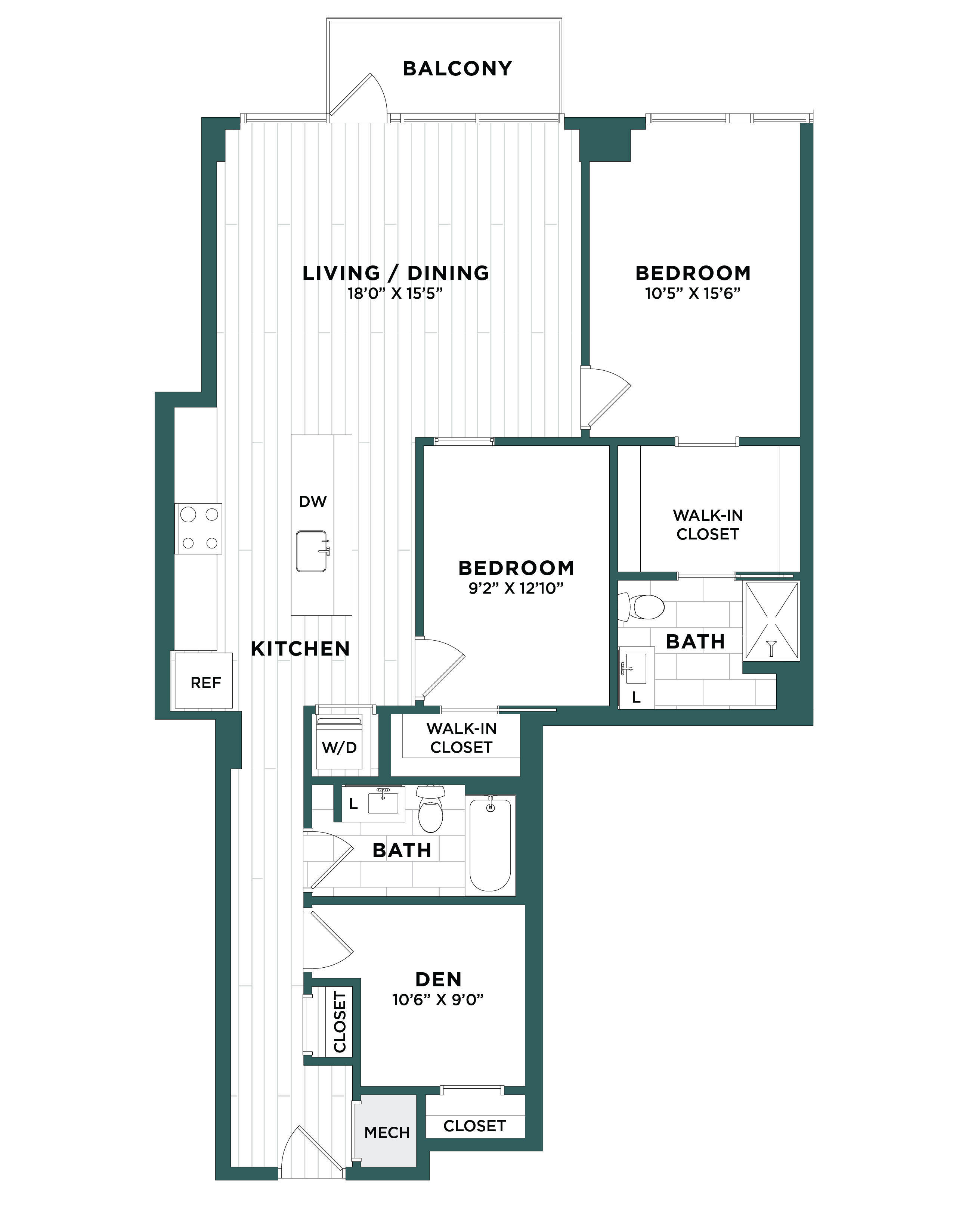 2 Bed/2 Bath Den-F5 floor plan