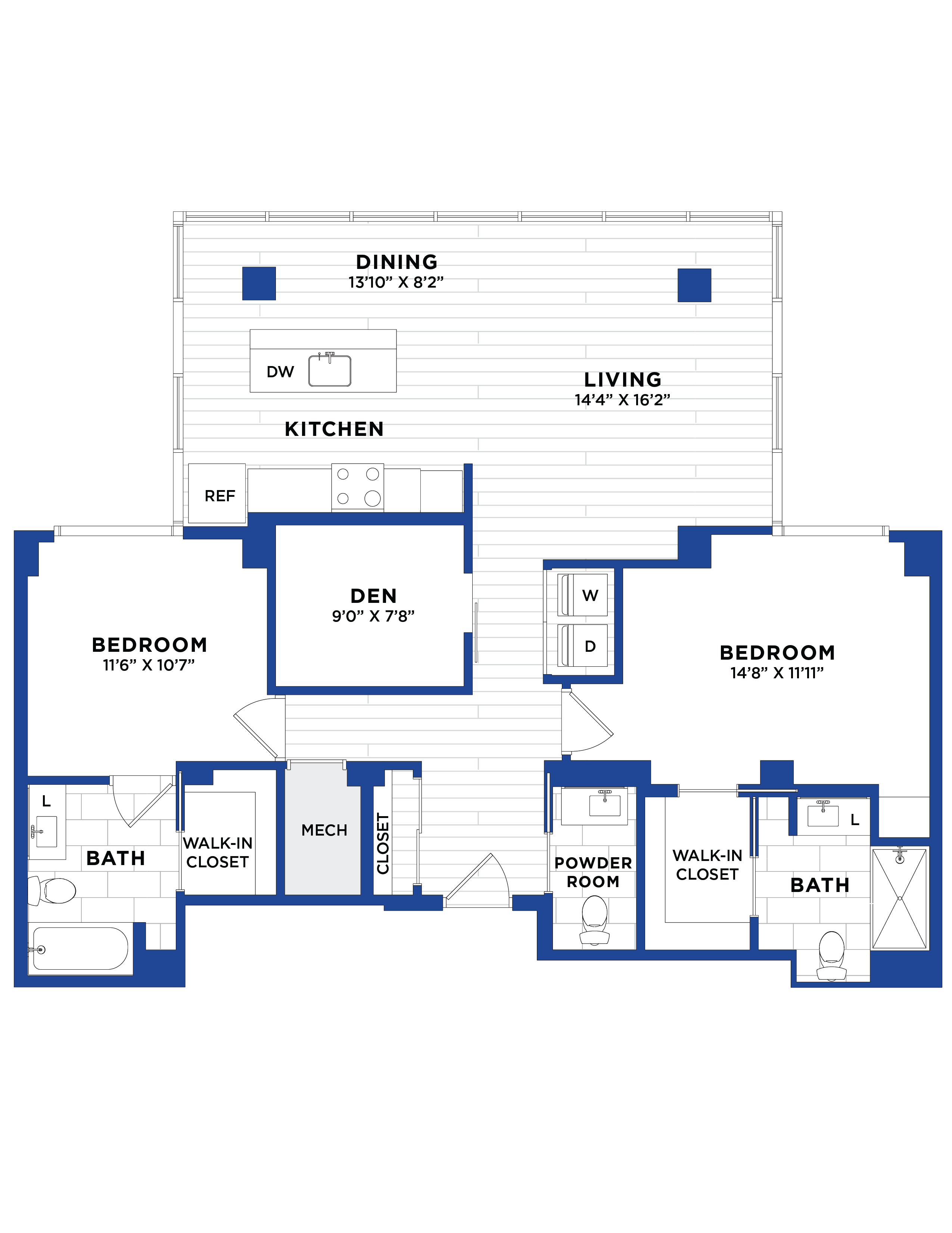 2 Bed/2.5 Bath Den-P5 floor plan